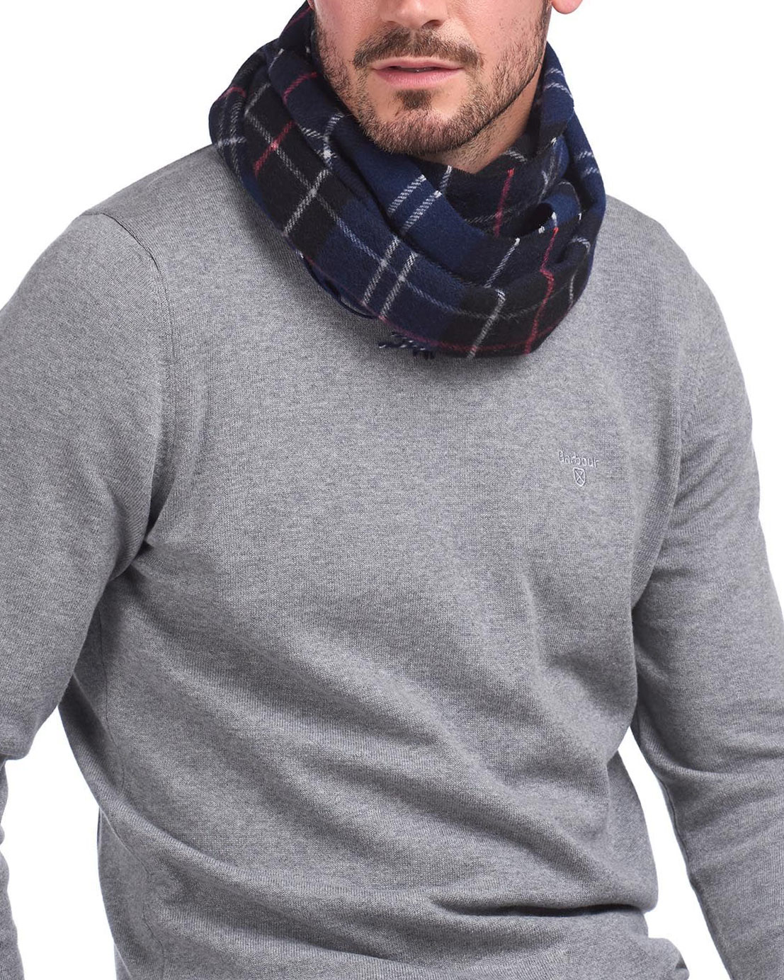 Sciarpa Barbour in tartan check blu e indaco in pura lana image