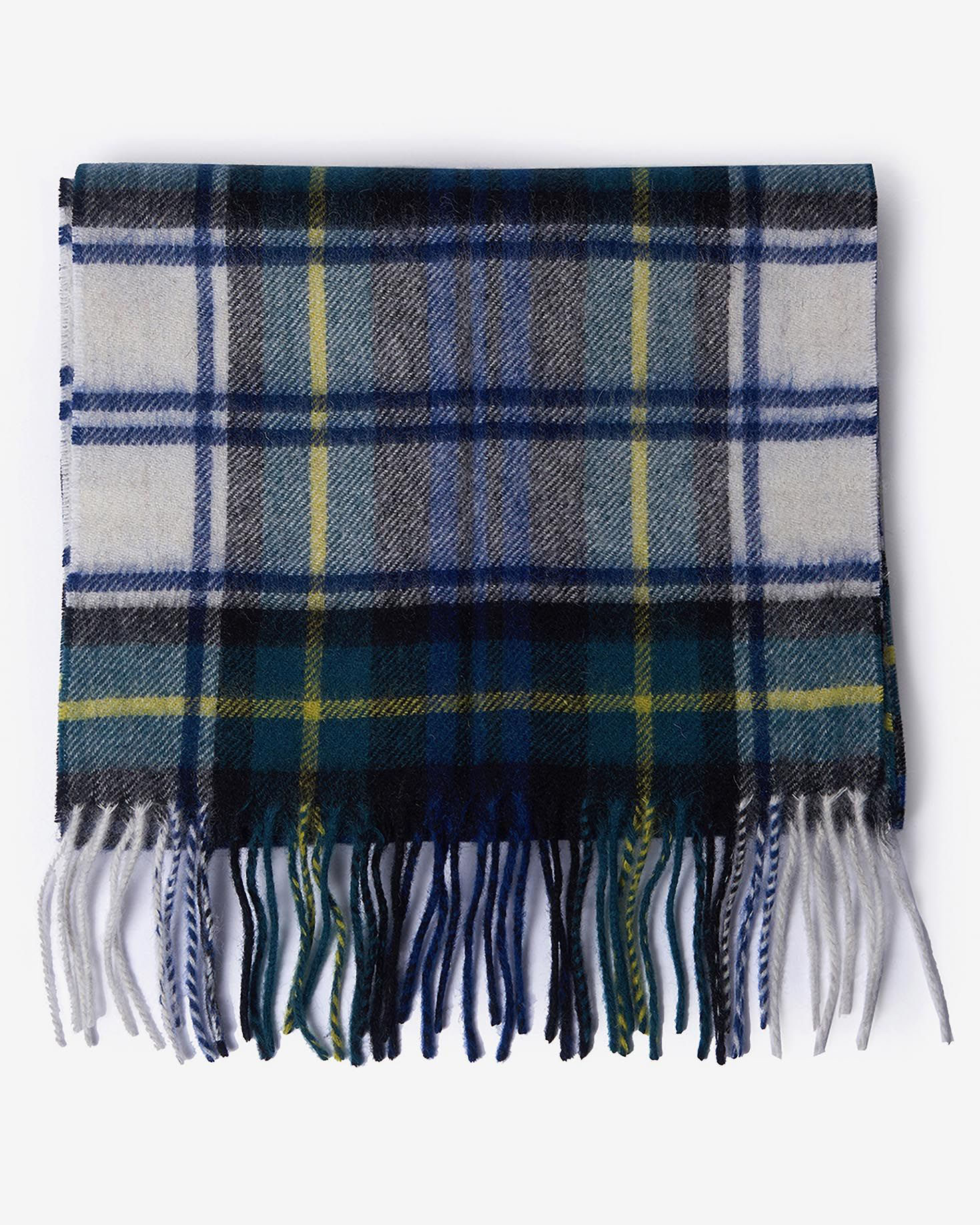 Sciarpa Barbour in tartan check bianca e verde in misto lana e cachemire image