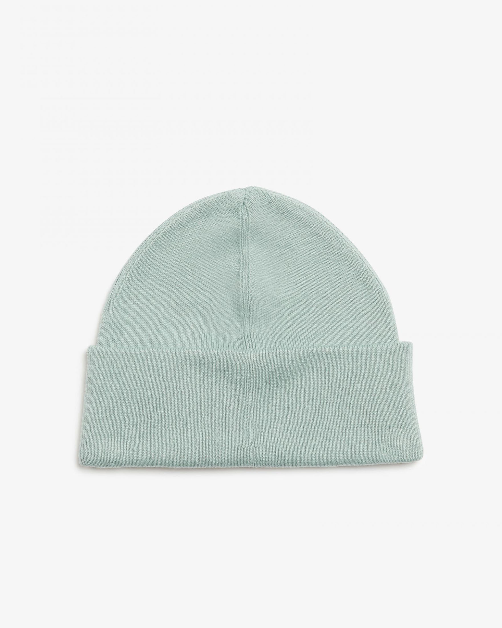 Berretto Fred Perry verde acqua in misto lana e cotone con risvolto e logo ricamato image