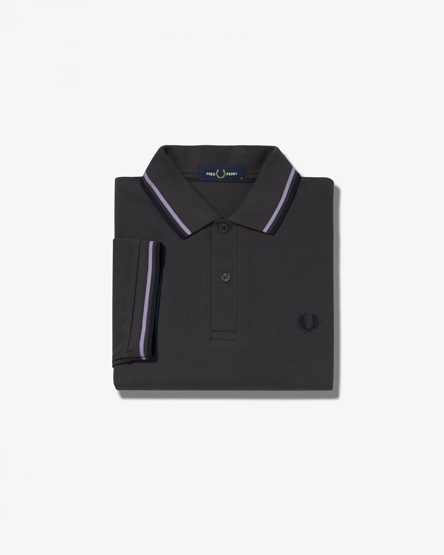 Polo antracite con bordino lilla e blu image