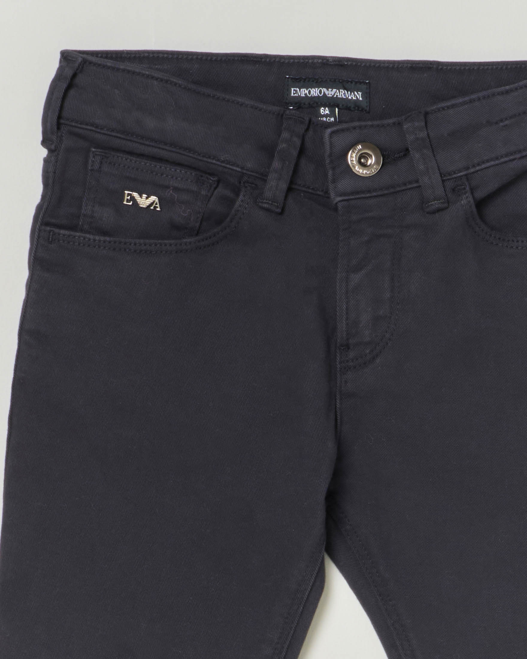 Pantalone blu cinque tasche Emporio Armani Junior in gabardina di cotone stretch  image