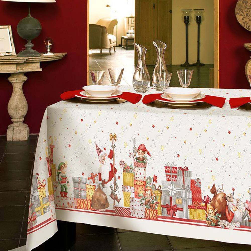 Christmas tablecloth in pure cotton WEAVING RANDI Elf Festivita 