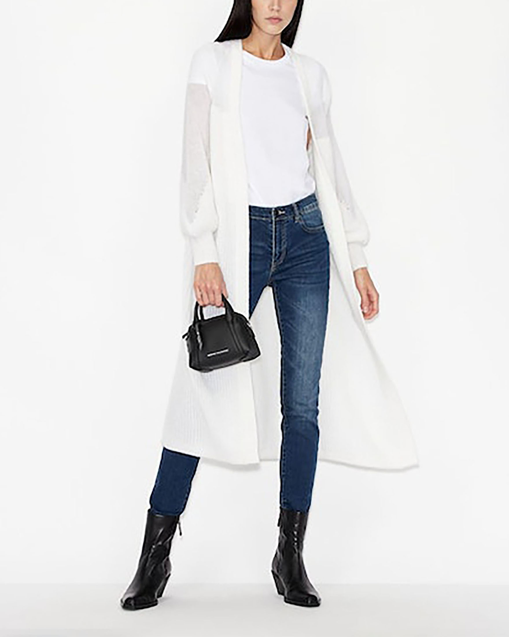 Jeans skinny blu mirato in cotone stretch con schiariture lungo le gambe image