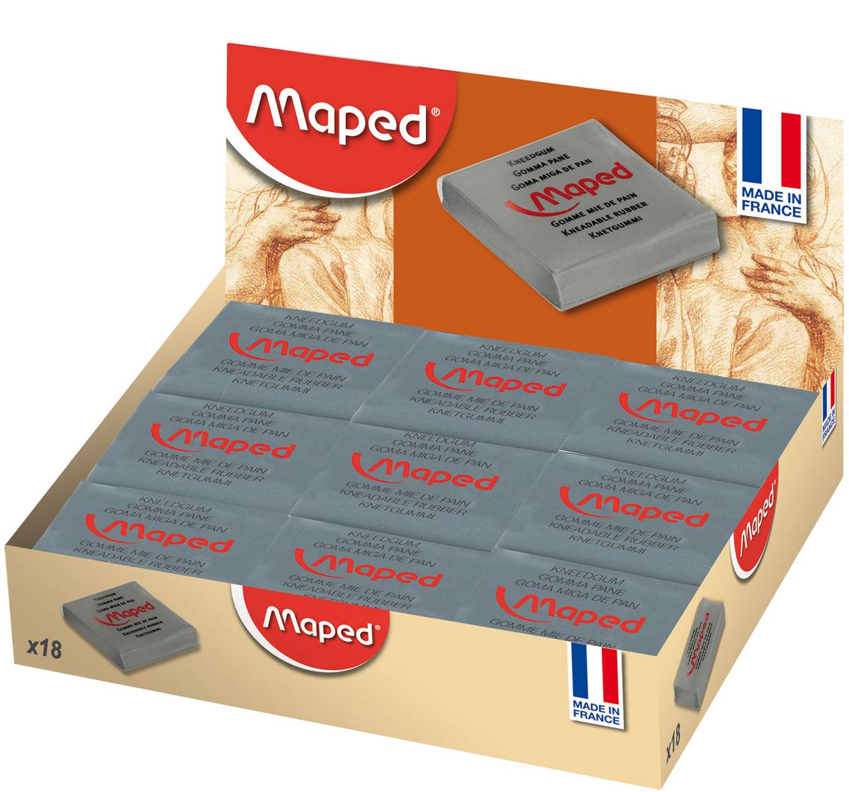 MAPED GOMMA PANE grigia scatola in display - View1