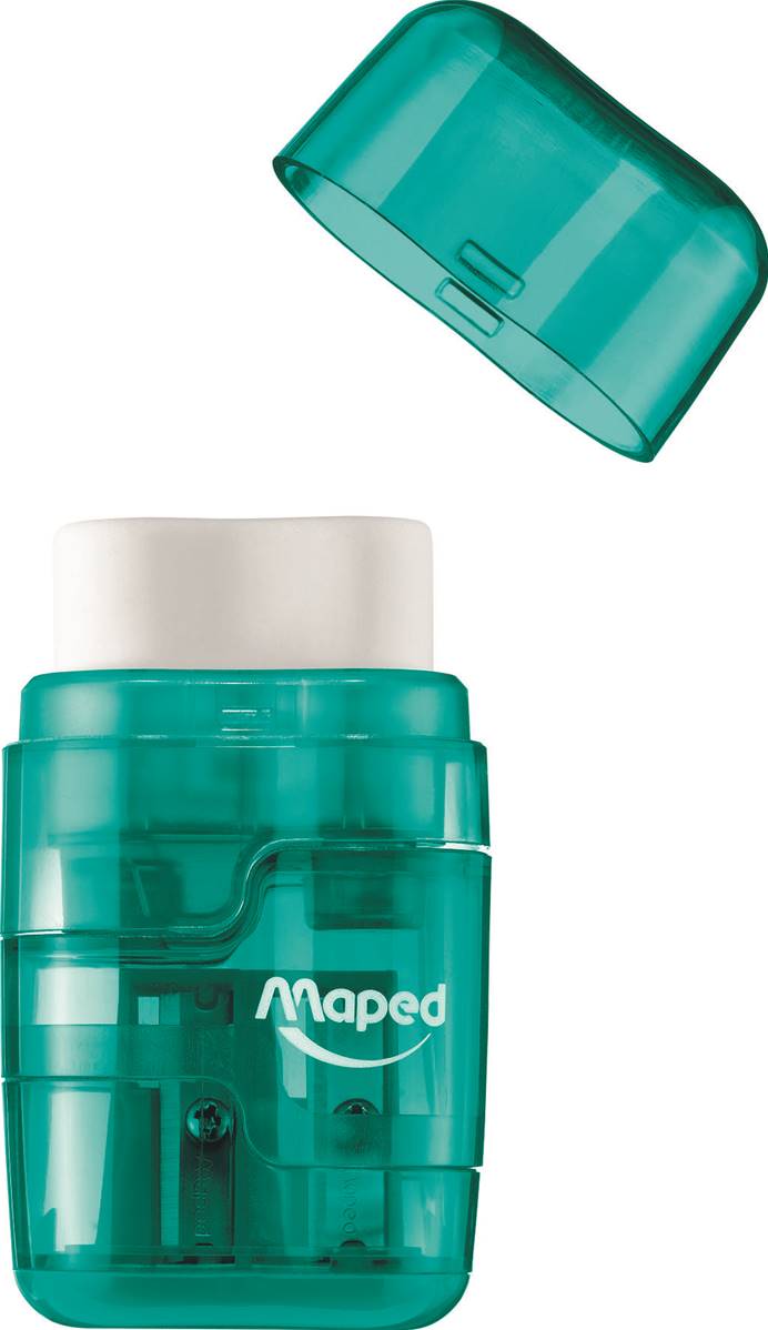 MAPED Temperamatite Verticale Doppio Foro Con Contenitore, Colori Assortiti. Pratico E Resistente Per La Scuola E L'ufficio.