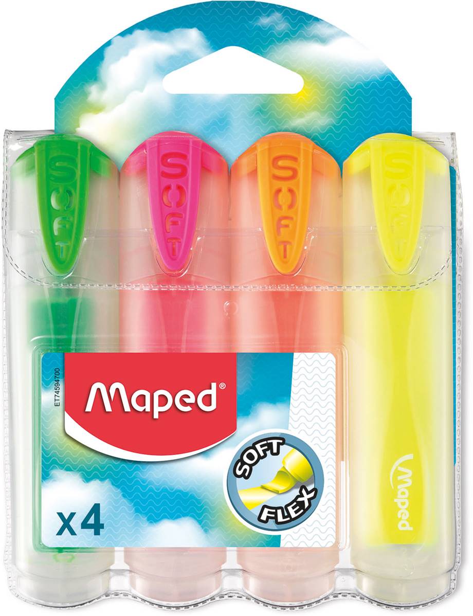MAPED EVIDENZIATORI FLUO PEPS SOFT TRANSLUCENTE IN BS X4 - Main view