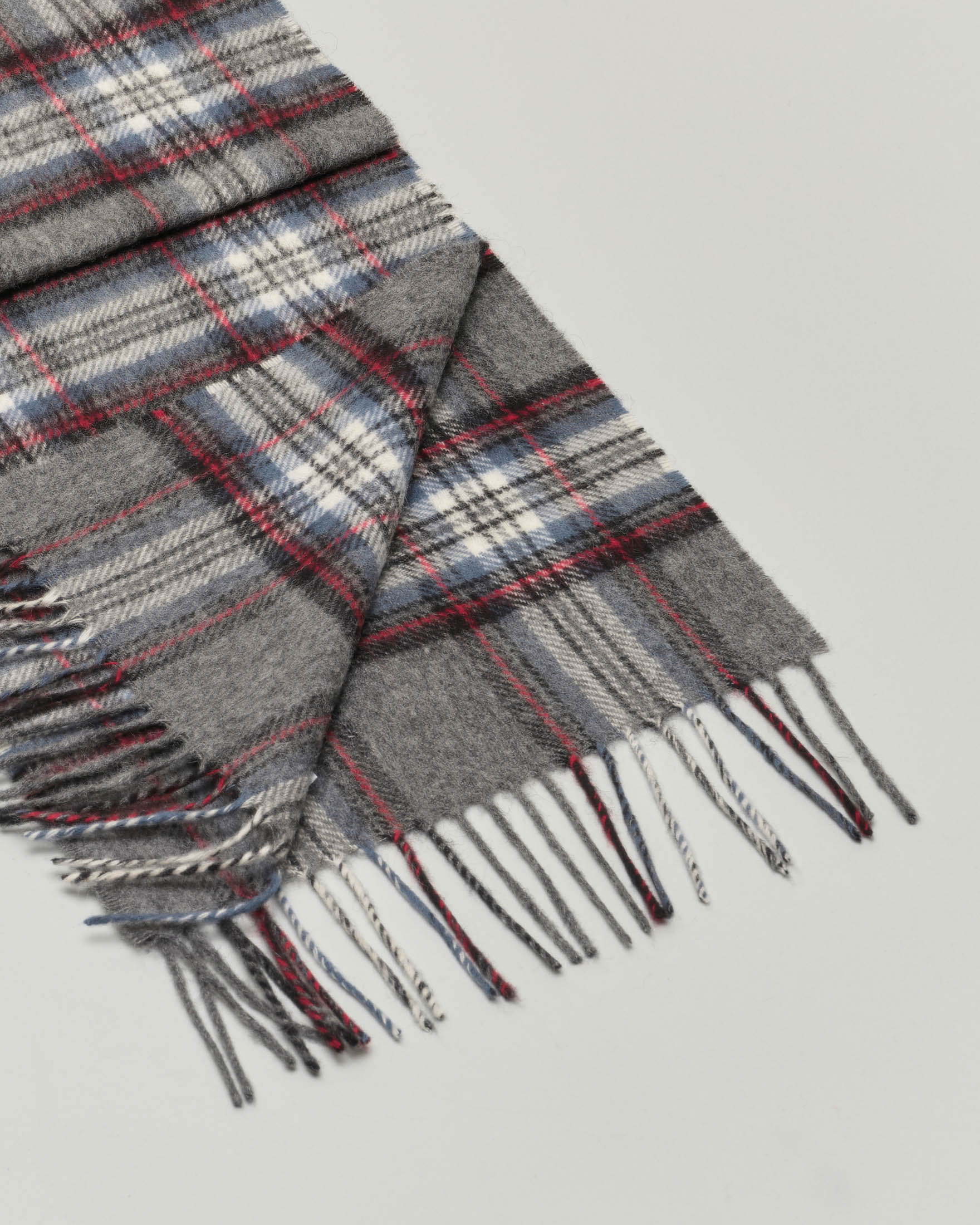 Sciarpa Bronte by Moon grigia e rossa tartan check in pura lana merinos image
