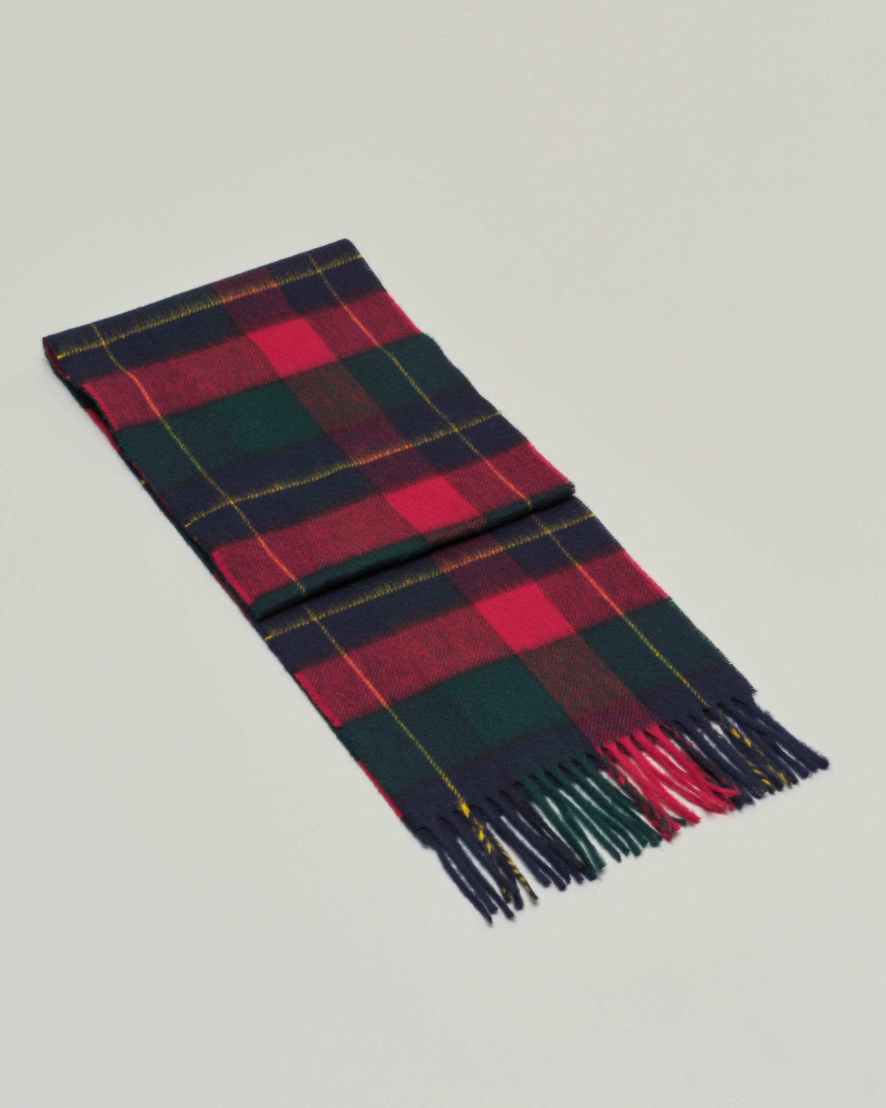 Sciarpa Bronte by Moon rossa blu e verde tartan check in pura lana merinos