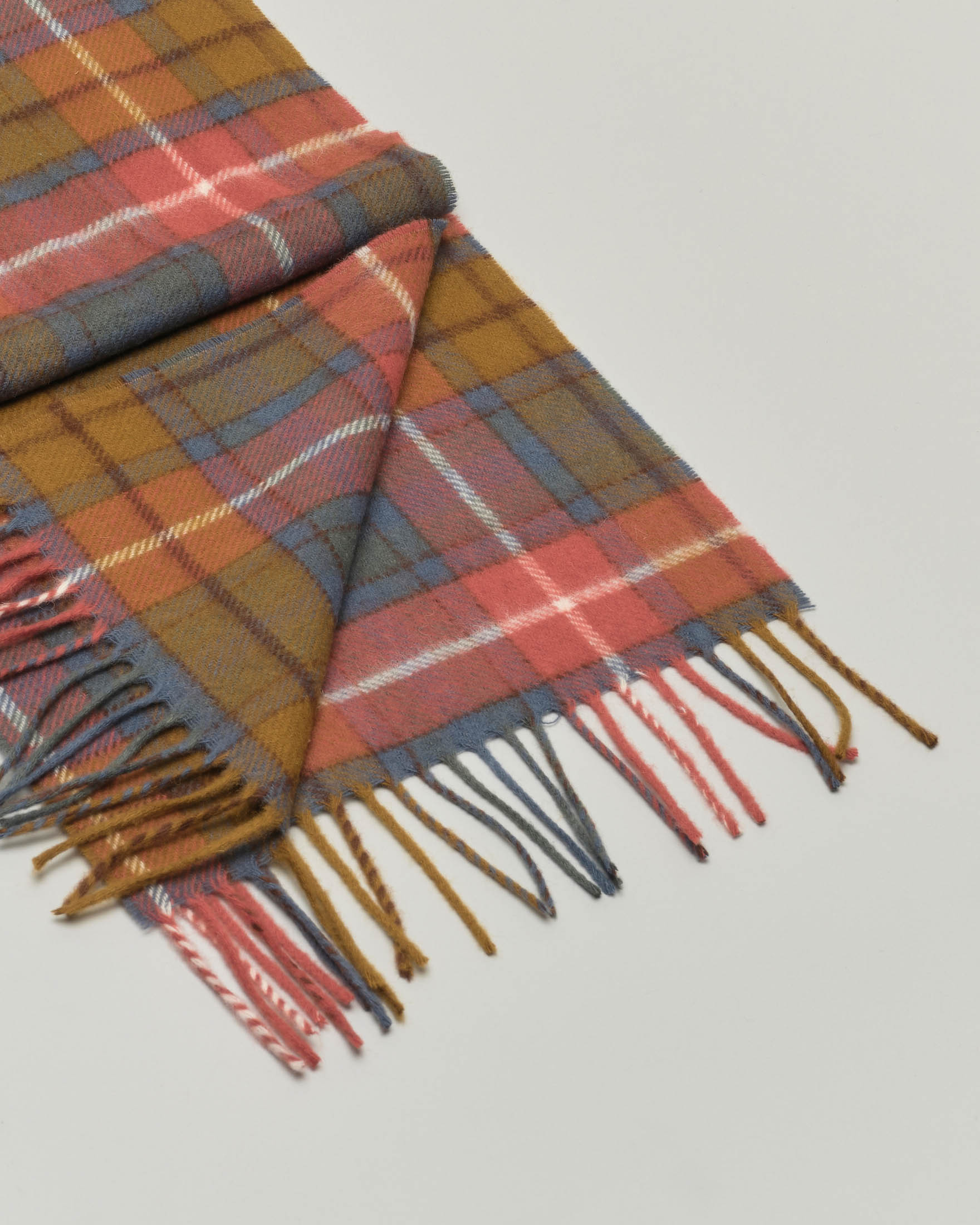 Sciarpa Bronte by Moon color coccio e indaco in pura lana merinos tartan check image