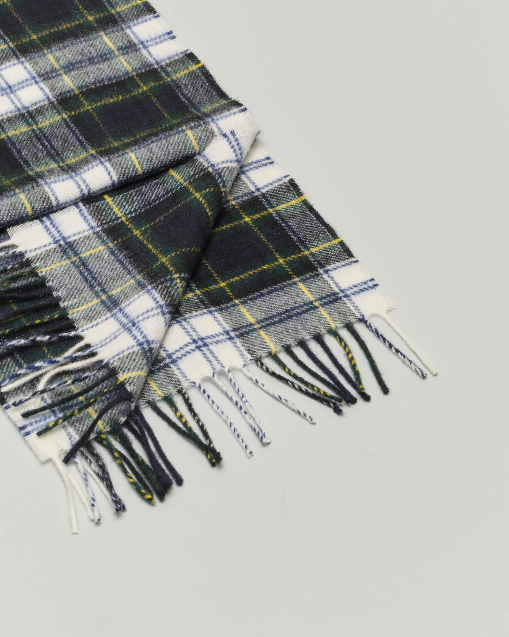 Sciarpa Bronte By Moon bianca e blu tartan check in pura lana merinos image