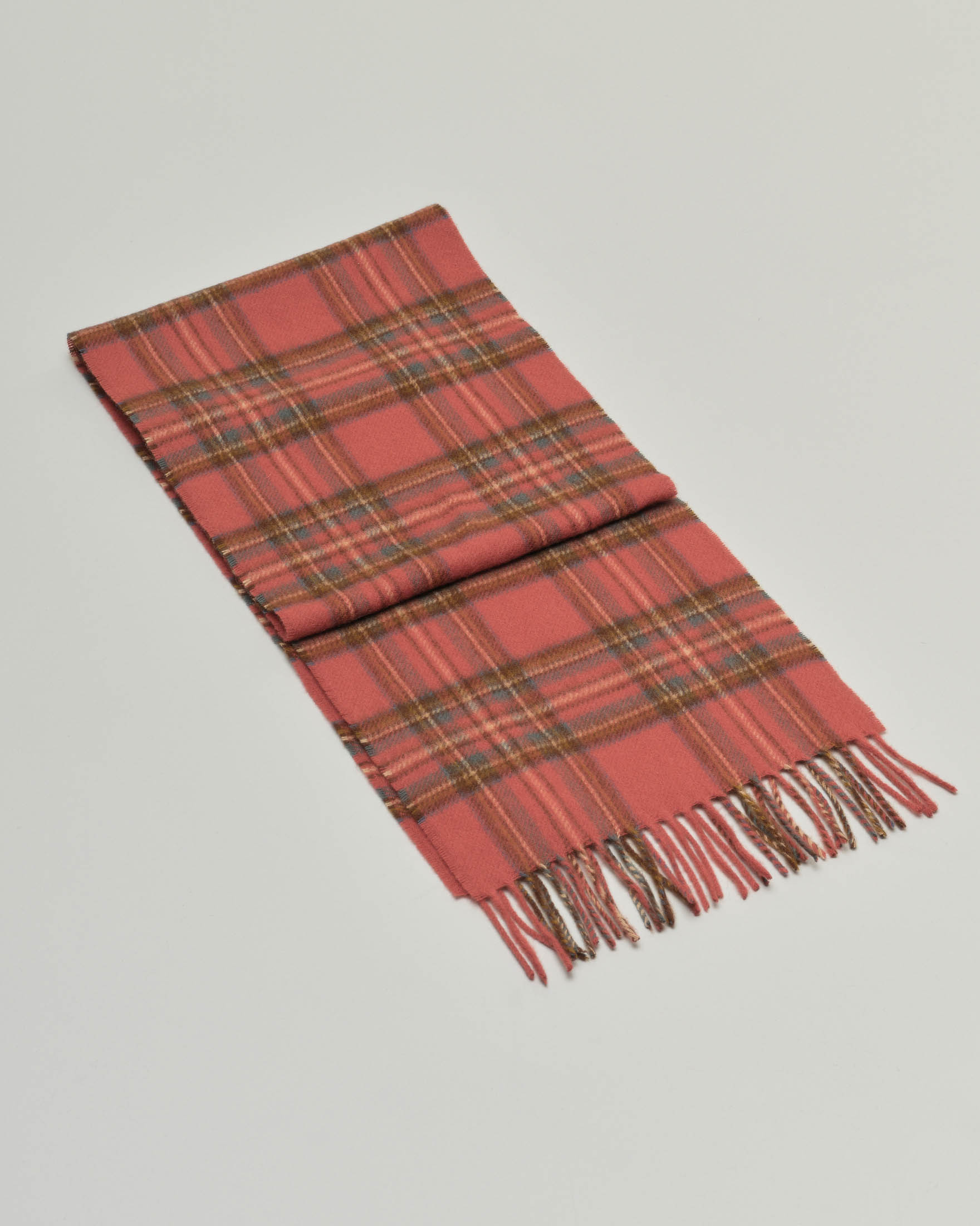 Sciarpa Bronte by Moon color coccio in pura lana merinos tartan check