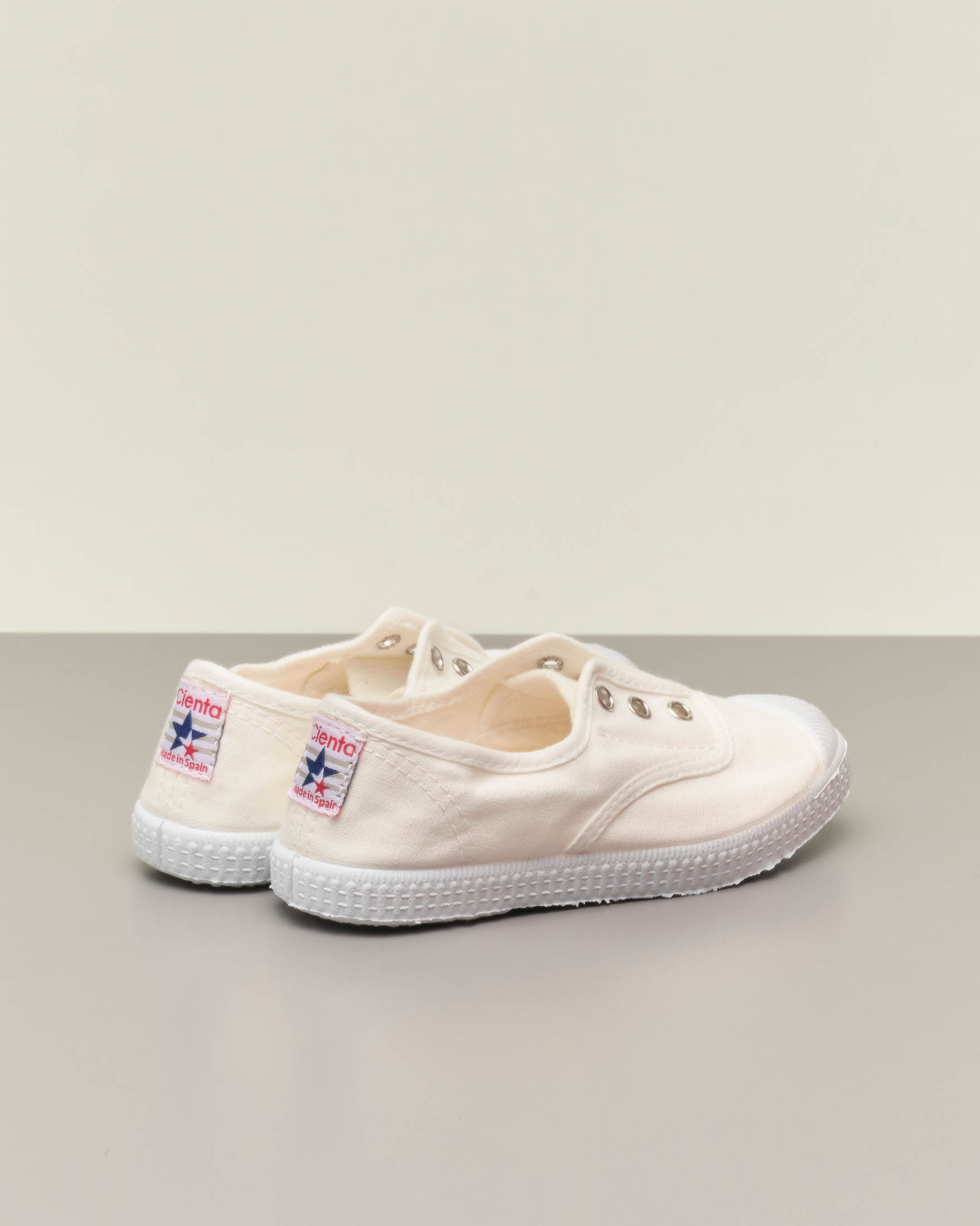 Sneakers bianche senza lacci in canvas di cotone effetto stone