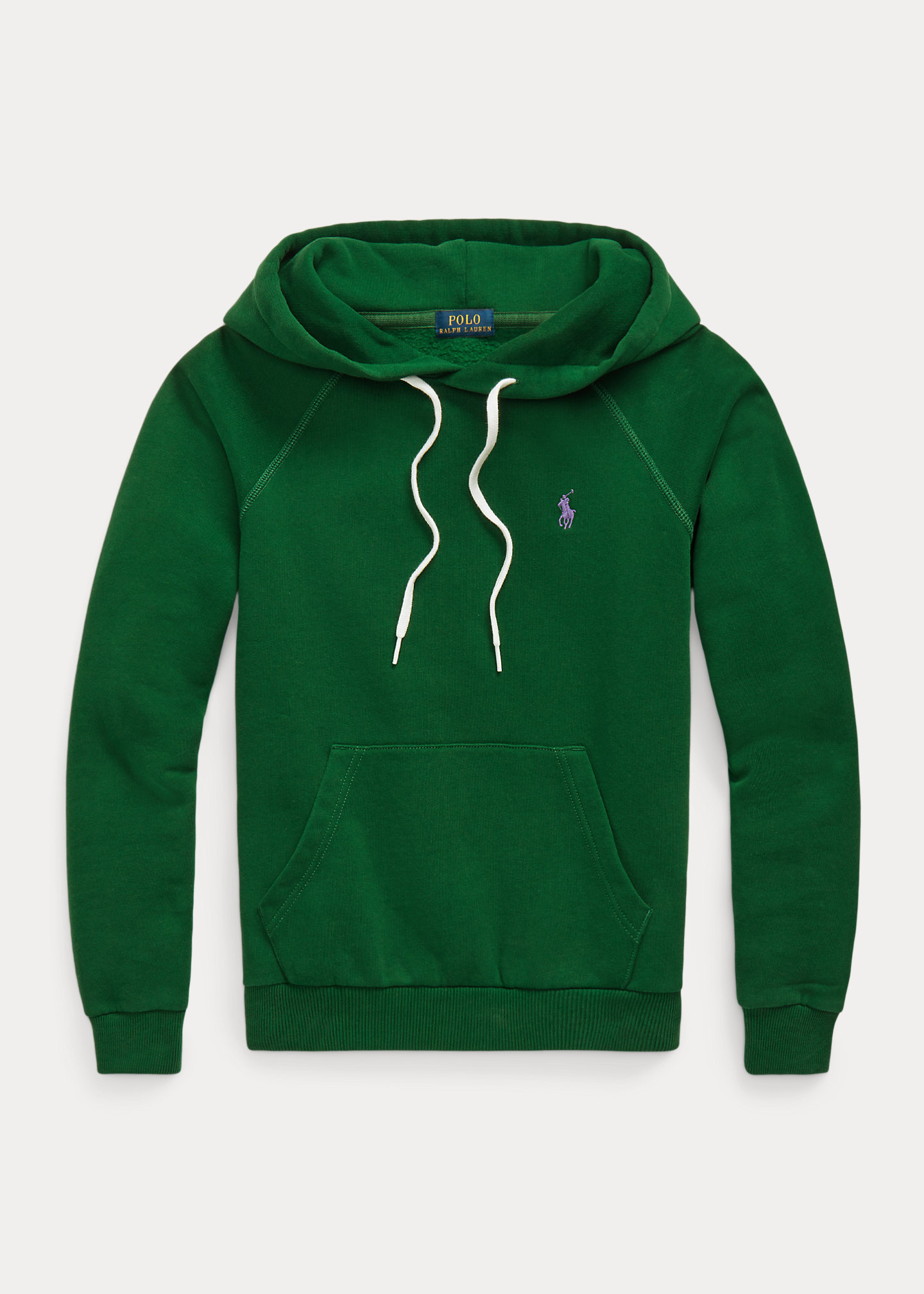 Felpa verde scuro in jersey di misto cotone con cappuccio e logo viola ricamato