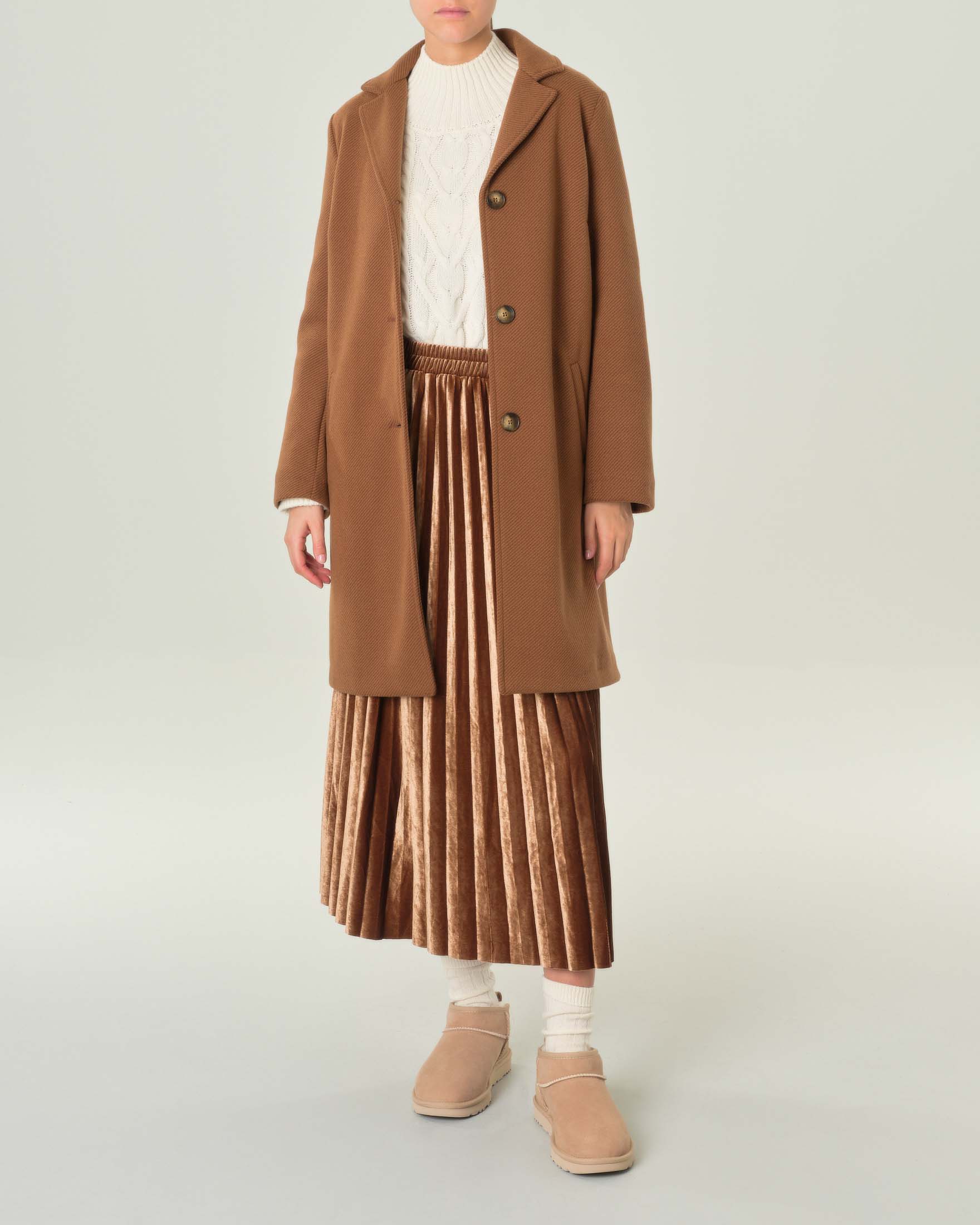 Cappotto cammello in tessuto diagonale di misto lana dal taglio maschile image