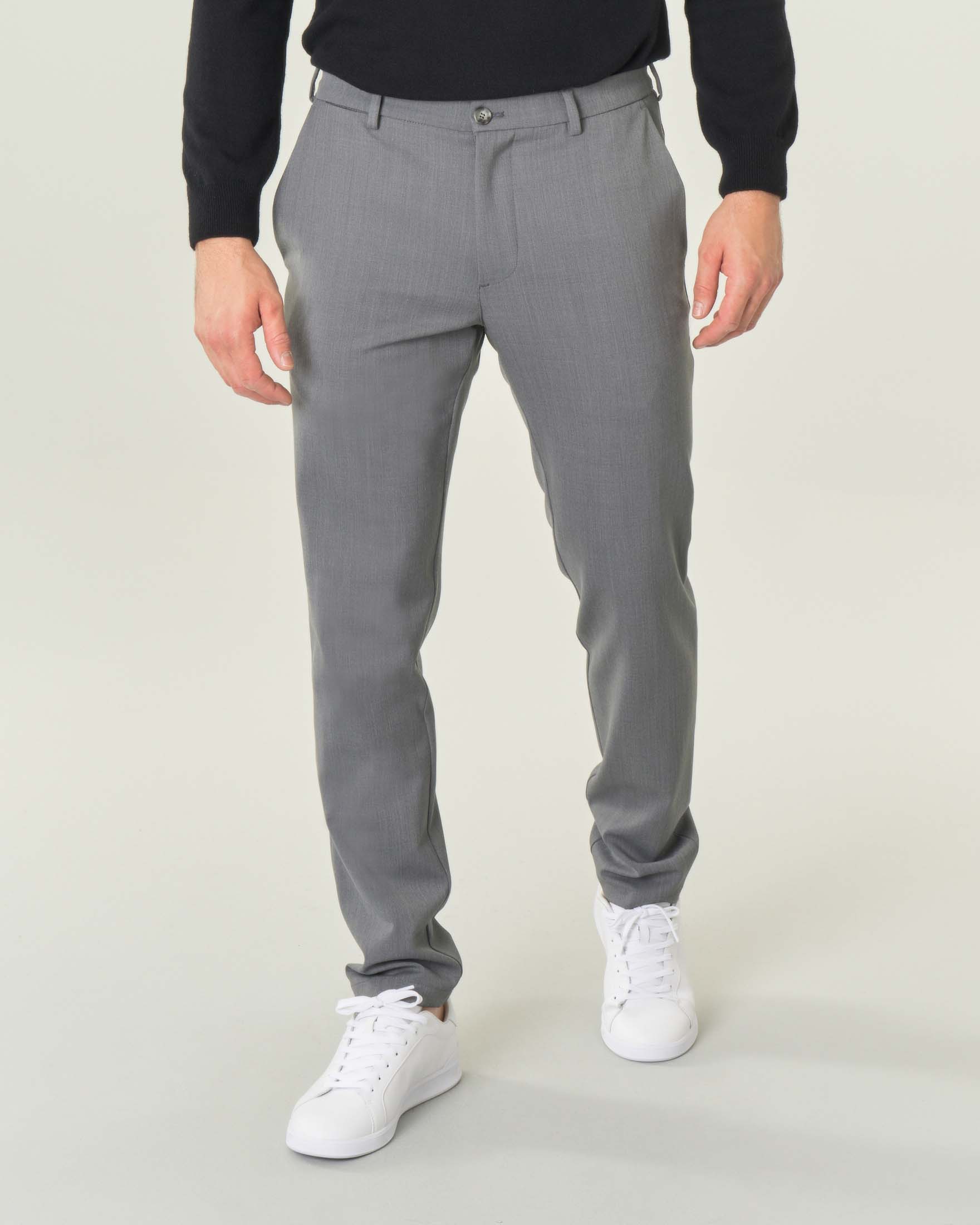Pantalone chino grigio in tessuto tecnico hyper comfort di lana