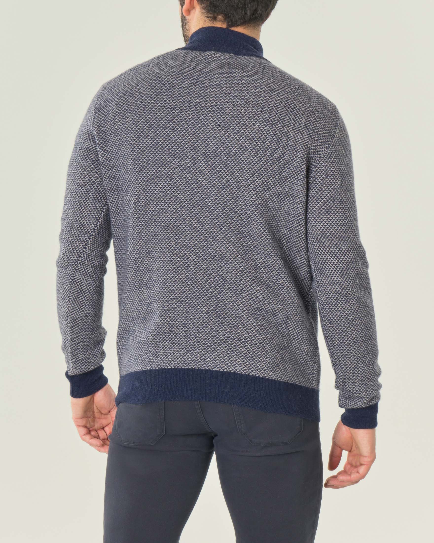 Paul Smith Maglione Uomo In Lana Merino Con Mezza Zip E Motivo Zebrato - Collo A Imbuto - 6
