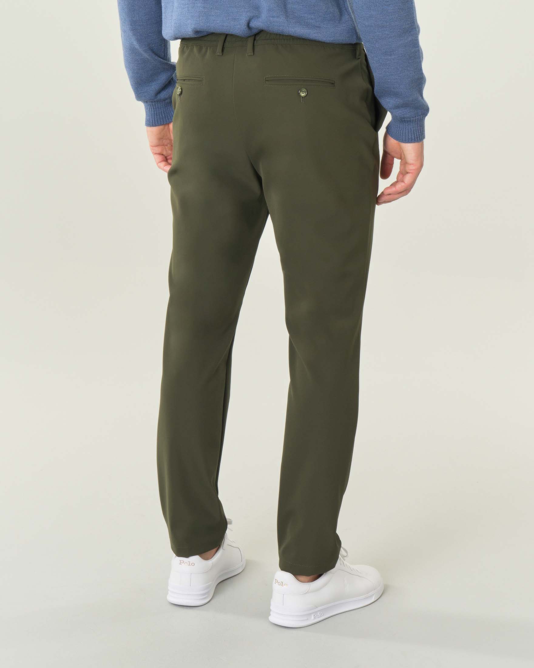 Pantalone chino verde militare in tessuto tecnico Pellizzari