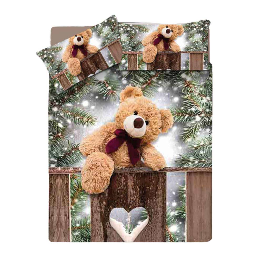 Christmas Teddy Bear duvet cover and pillowcases in pure cotton
