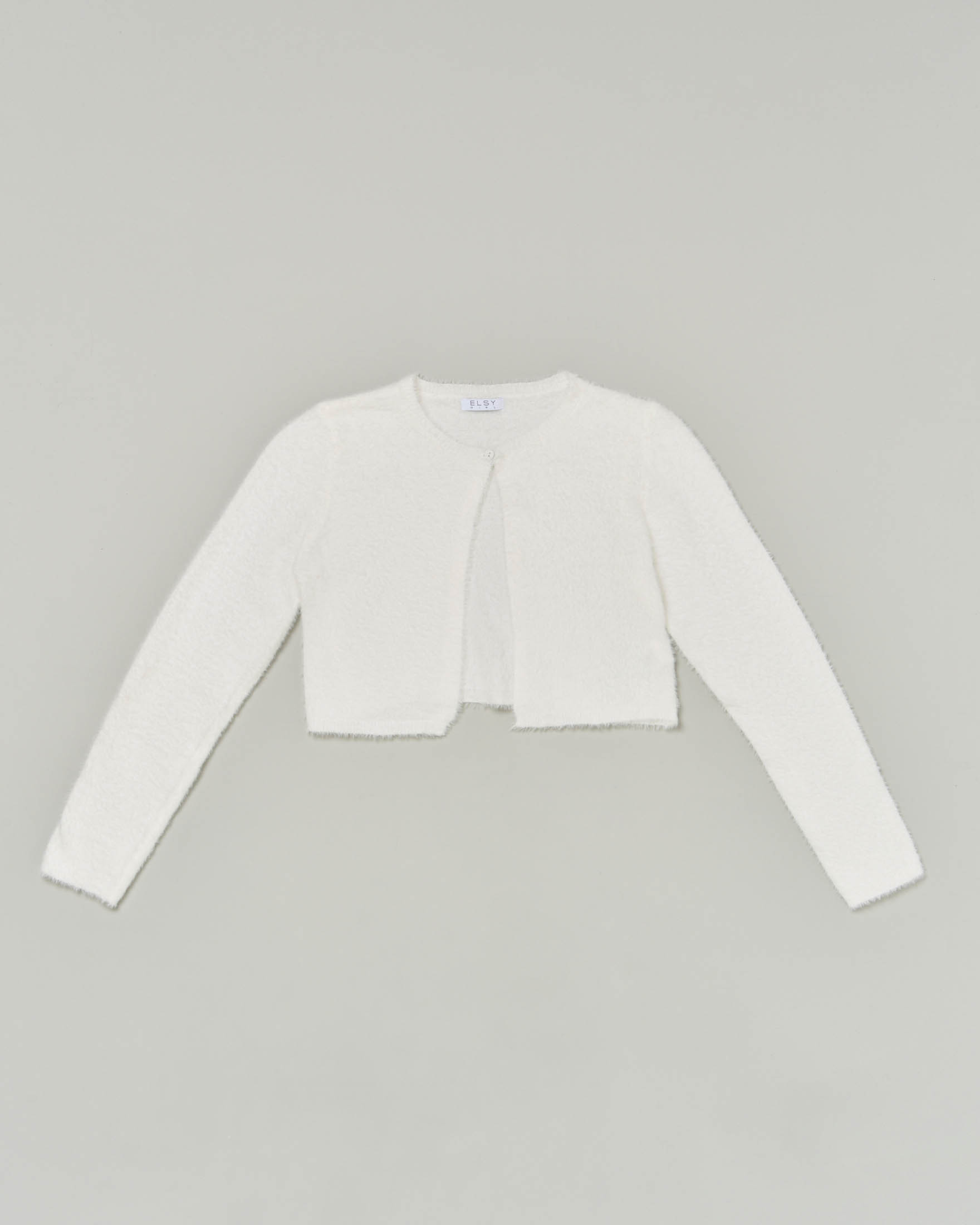 Cardigan bianco cropped in eco-orsetto 40-44