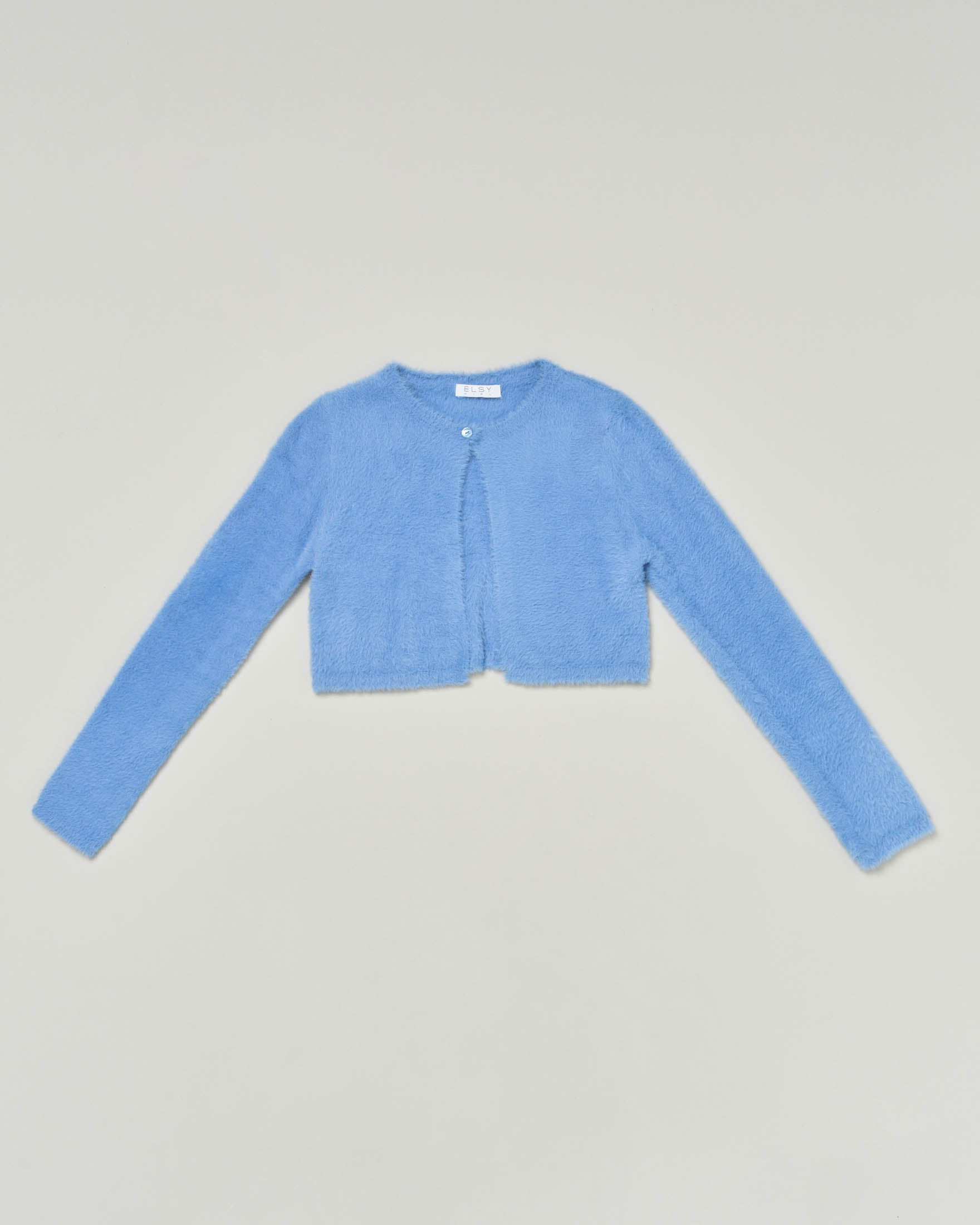 Cardigan azzurro cropped in eco-orsetto 36-38