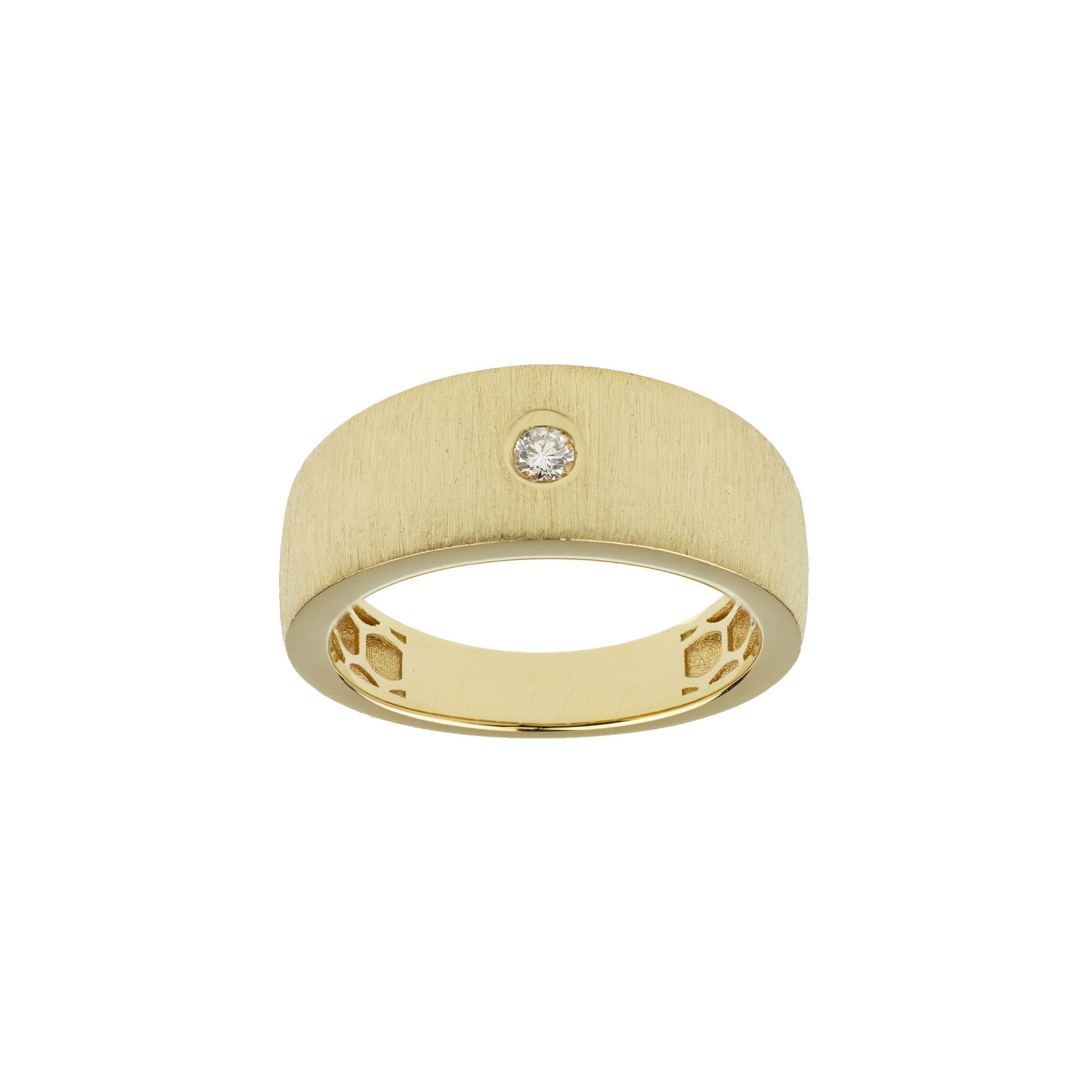 Anello Oro 18kt  Spazzolato con Diamante  - Main view