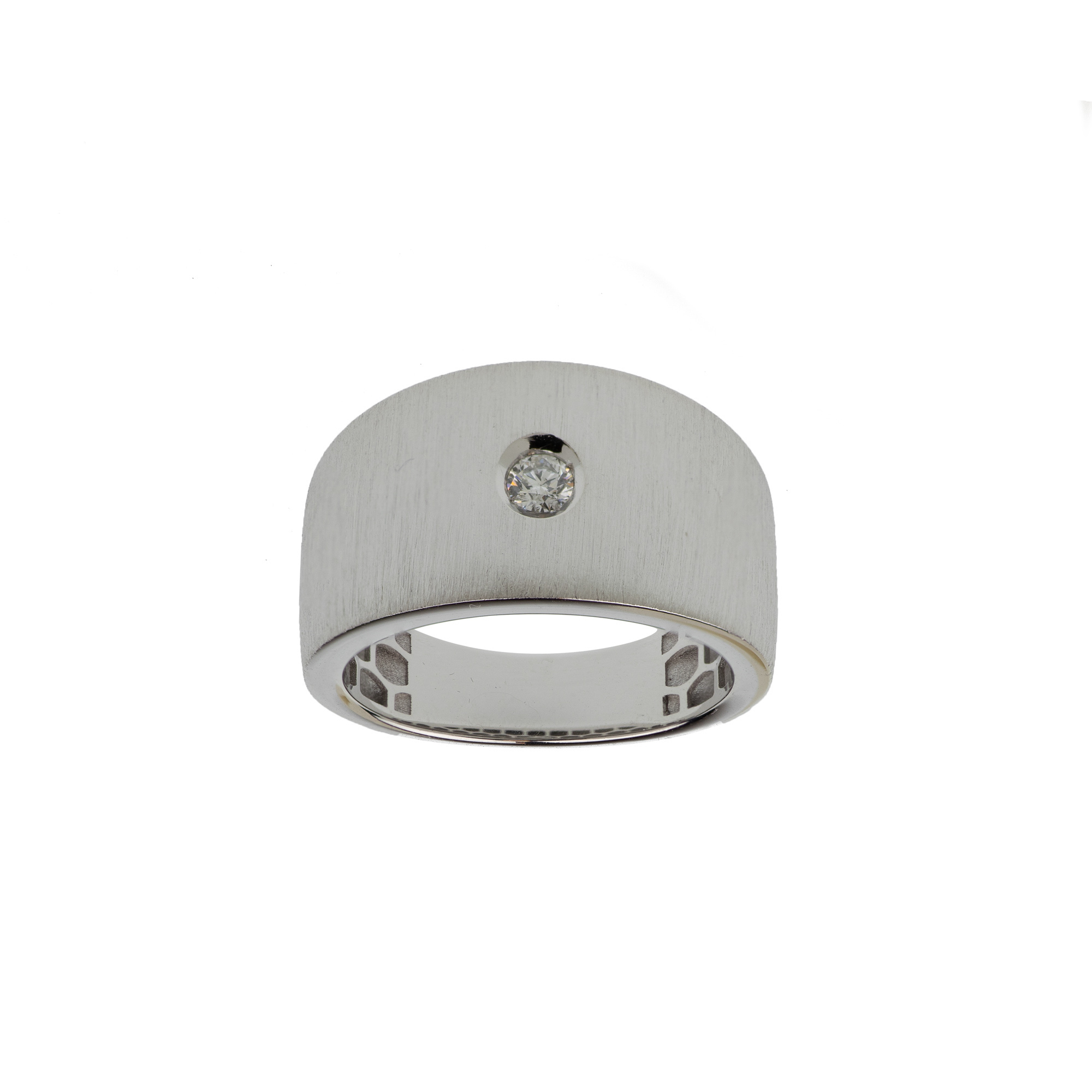 Anello Oro 18kt  Spazzolato con Diamante - Main view