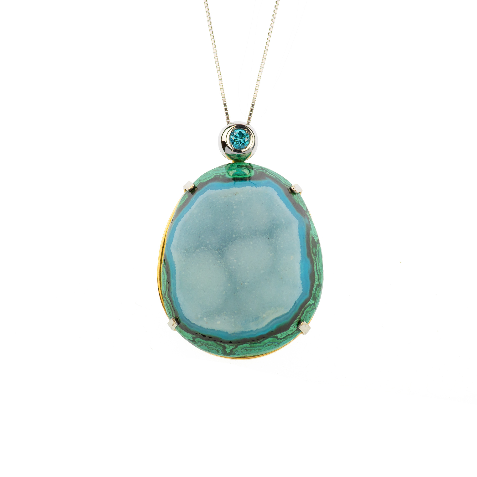 Collana in Crisocolla e Diamanti - Main view