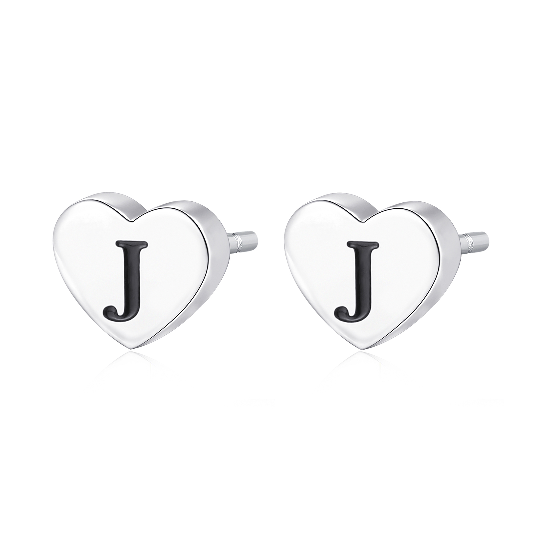 Orecchini CLICK in acciaio, lettera J, con smalto  - Main view