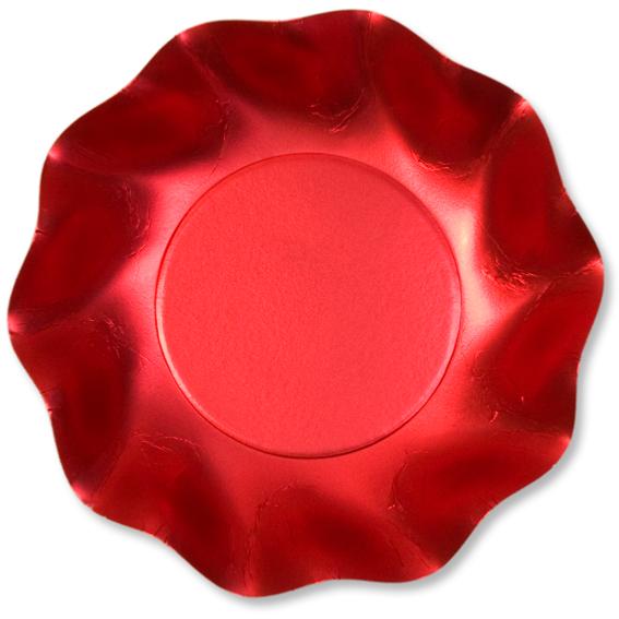 8 PIATTI SCODELLE PETALO Ø 24 ROSSO SATINATO