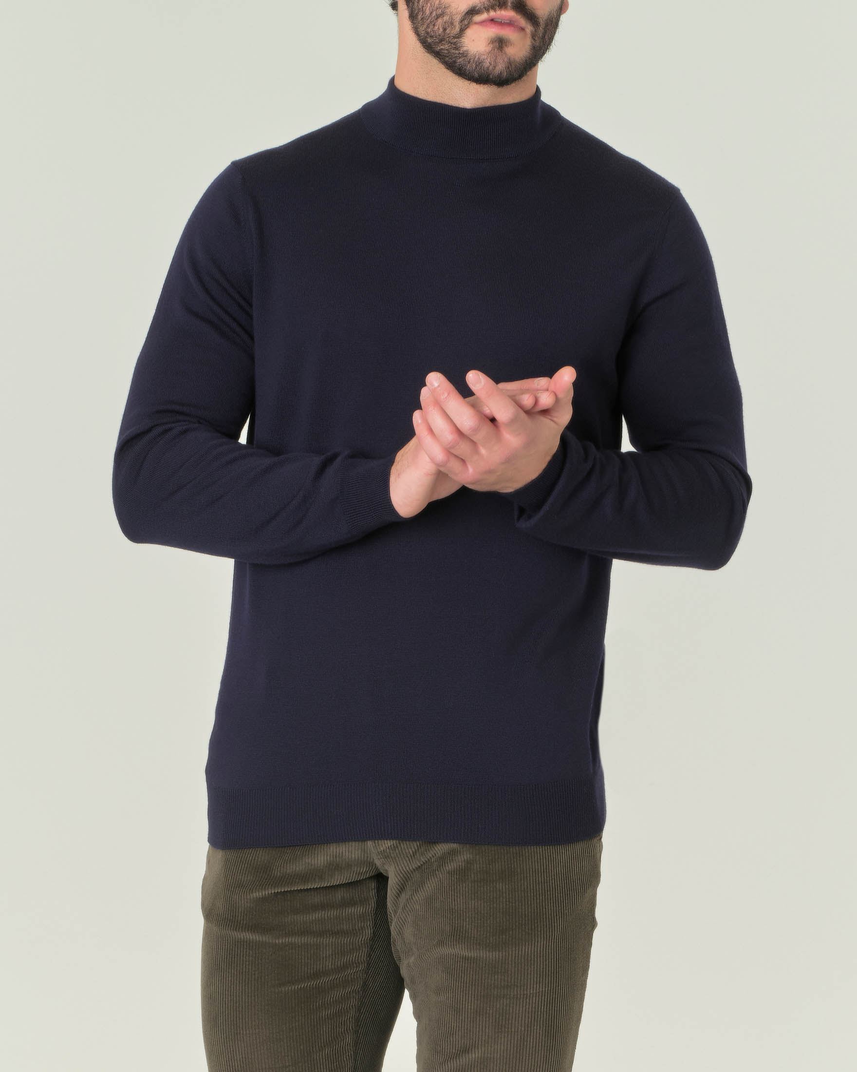 Lupetto Rodolfo Pellizzari blu navy in pura lana merino