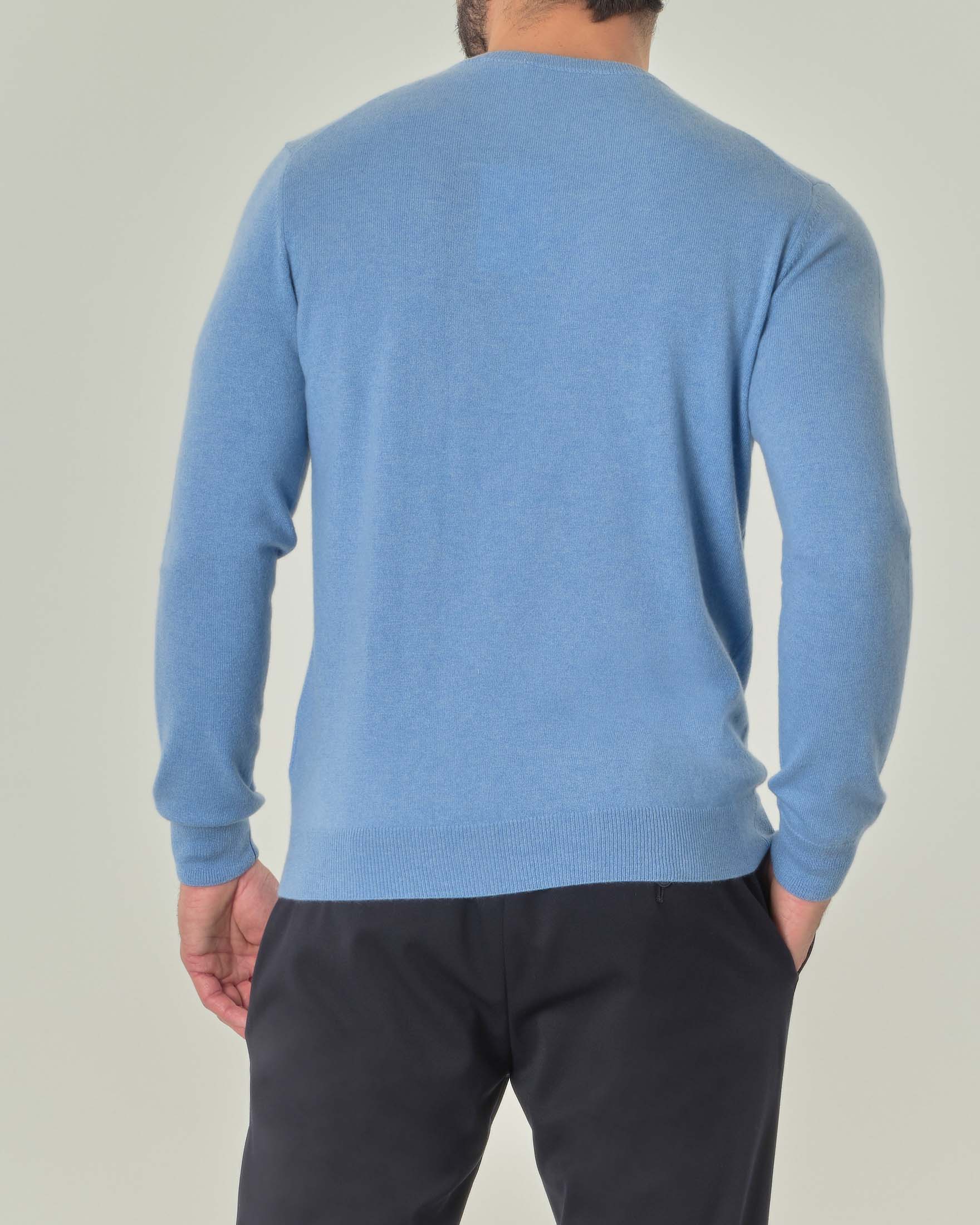 Maglia girocollo Pellizzari azzurra in puro cashmere Pellizzari