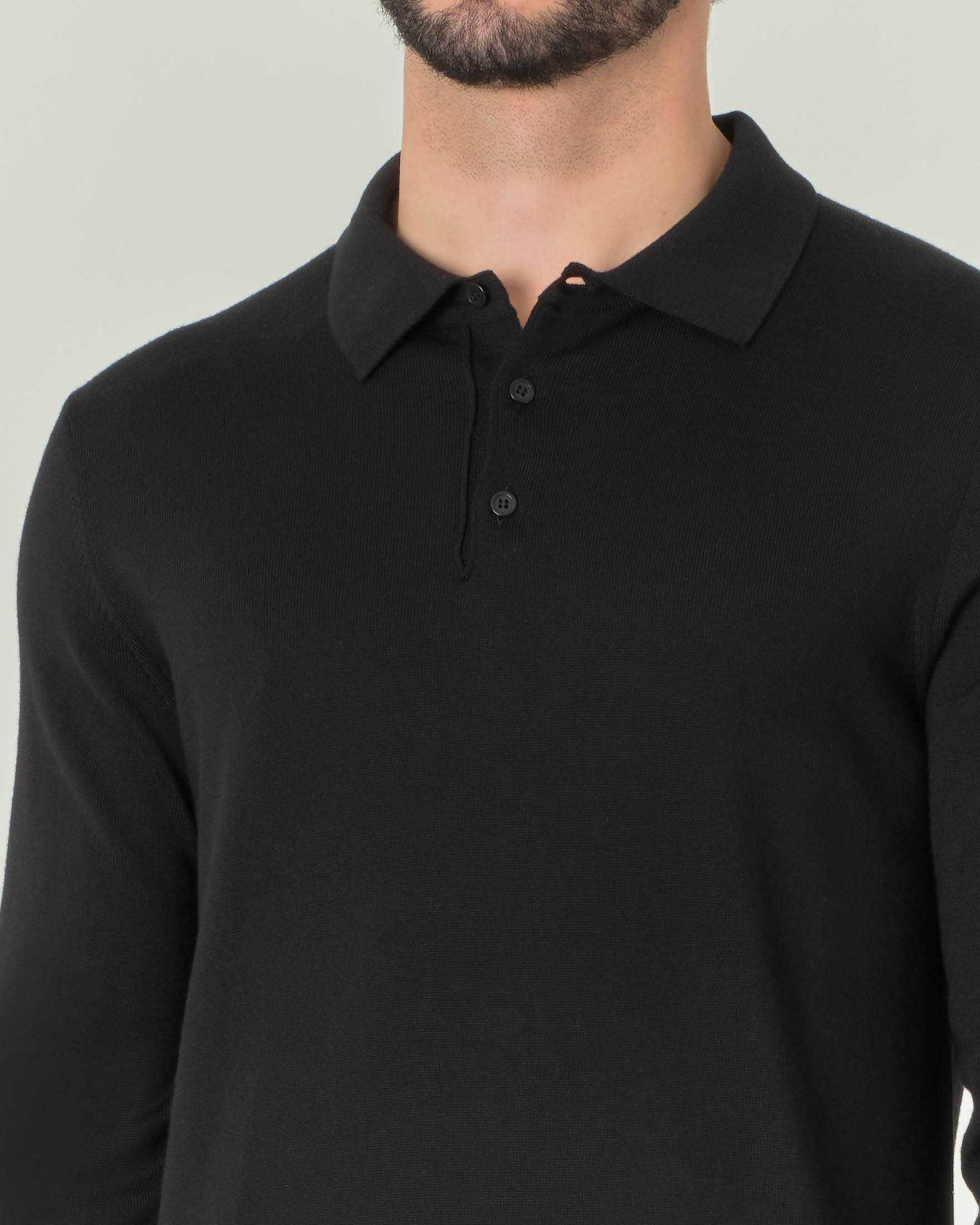 Polo Pellizzari nera in maglia di lana merino image