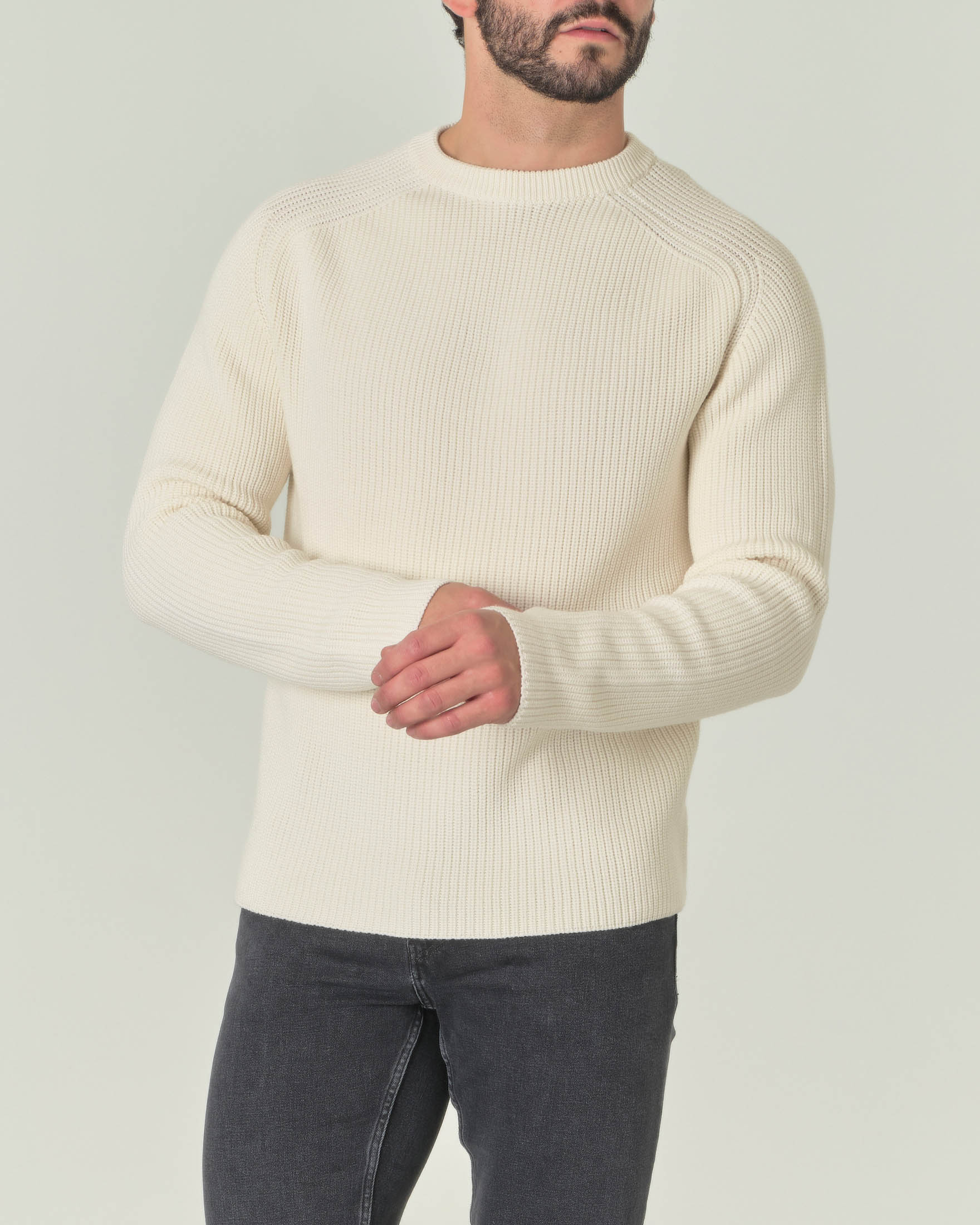 MAGLIA UOMO MONTGOMERY IN LANA MERINO BIANCO