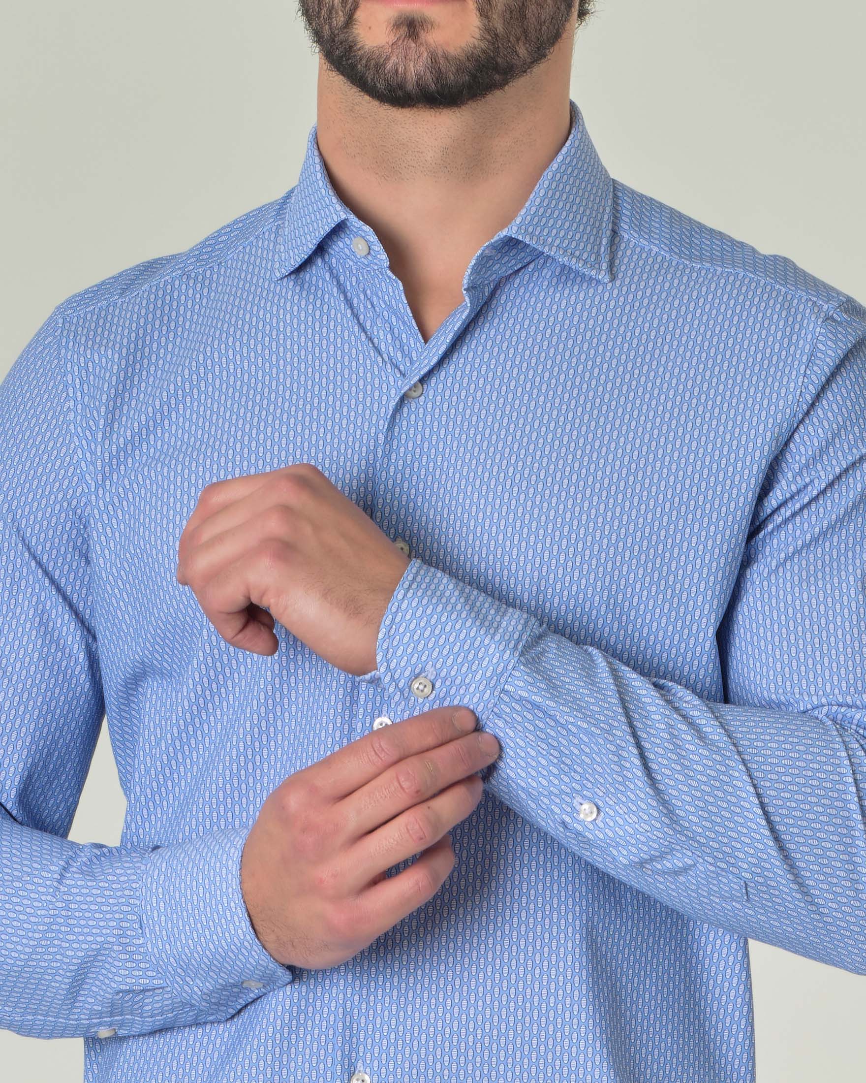 Camicia azzurra fantasia chicco di riso in tessuto tecnico hyper comfort image