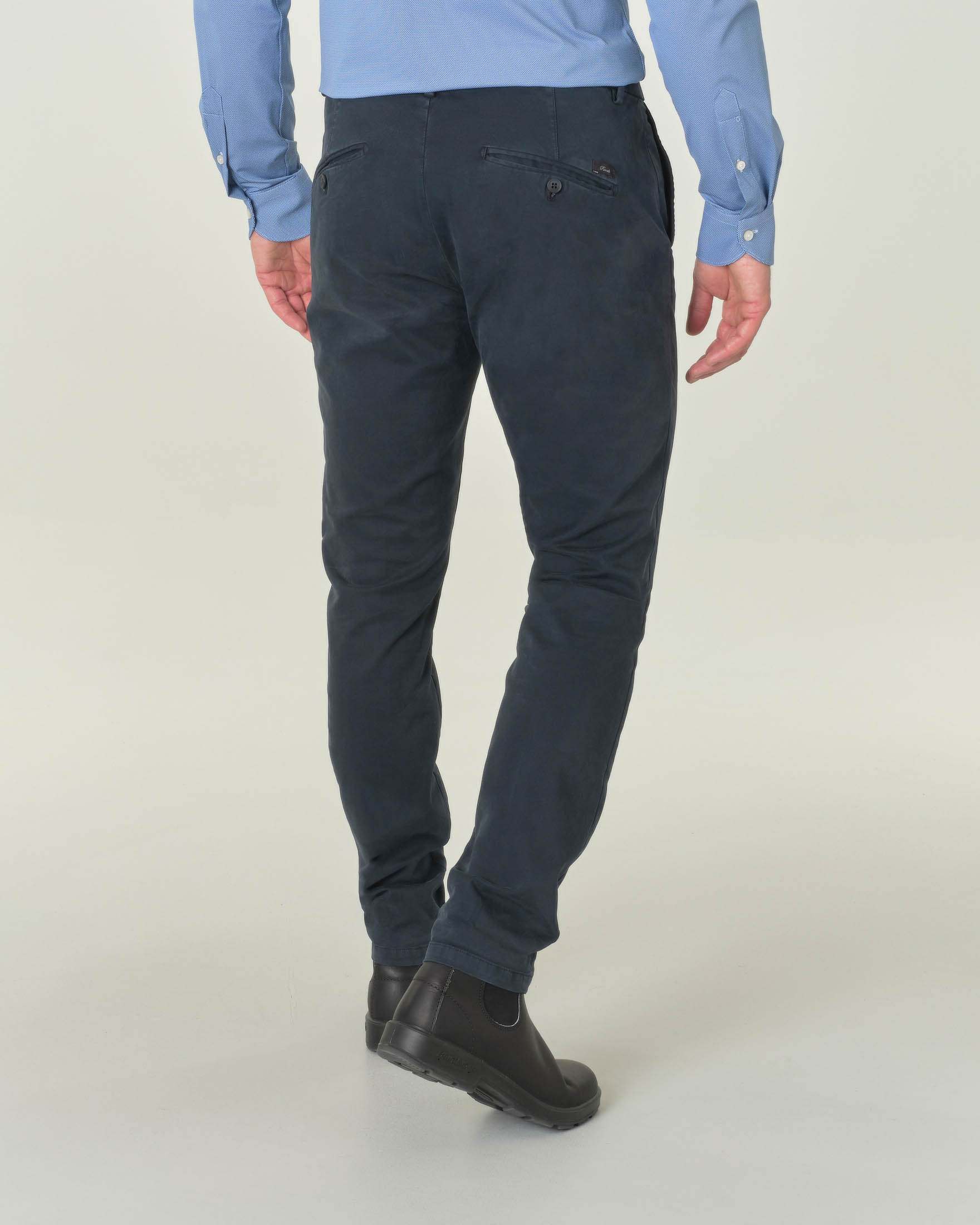 Pantalone chino Osaka blu in tricotina di cotone stretch