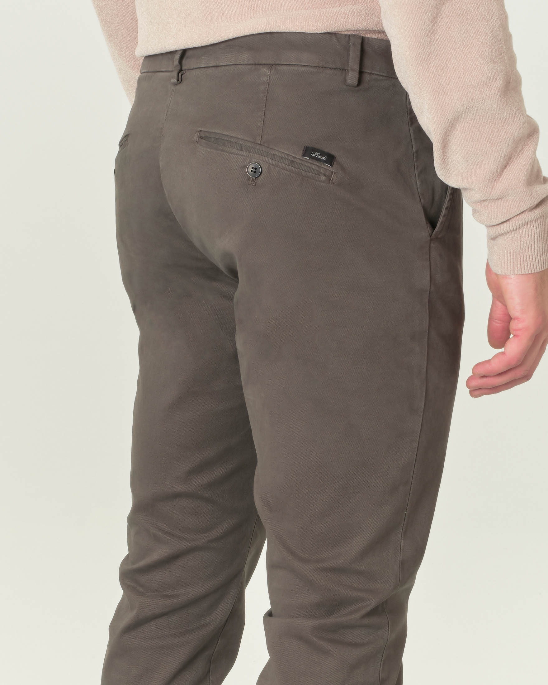 Pantalone chino Osaka color fango in tricotina di cotone stretch