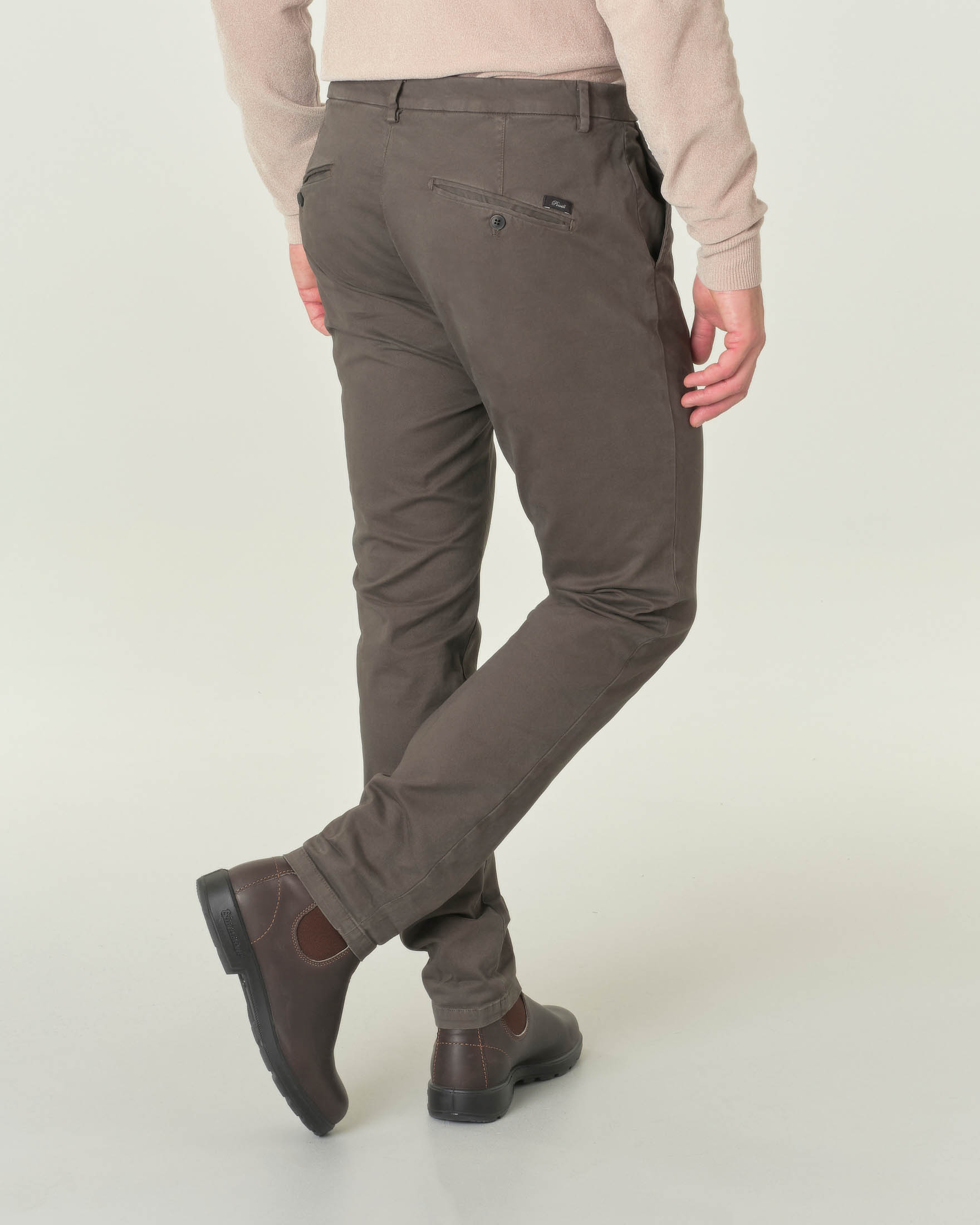 Pantalone chino Osaka color fango in tricotina di cotone stretch