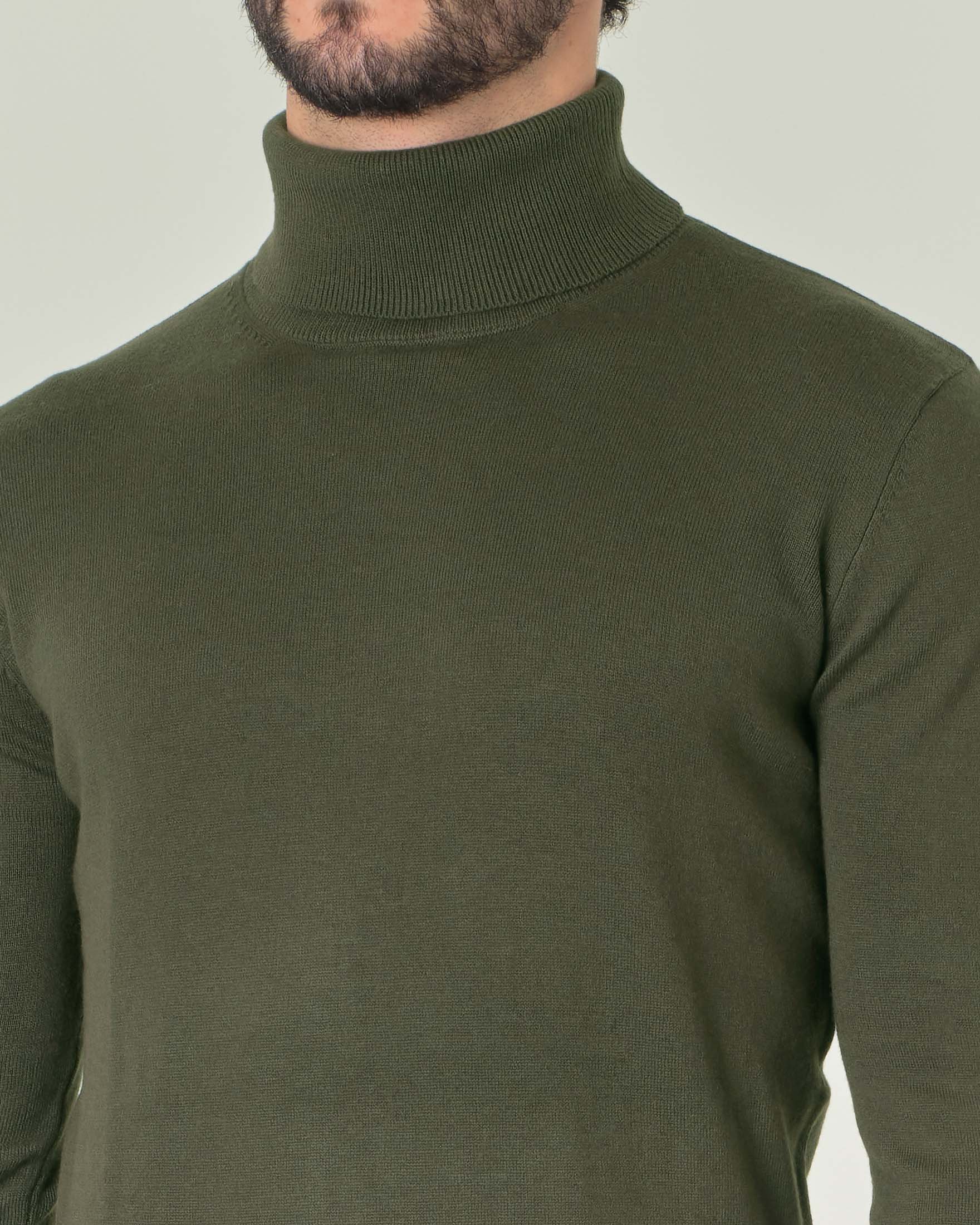 Dolcevita verde militare tinta unita in misto lana image