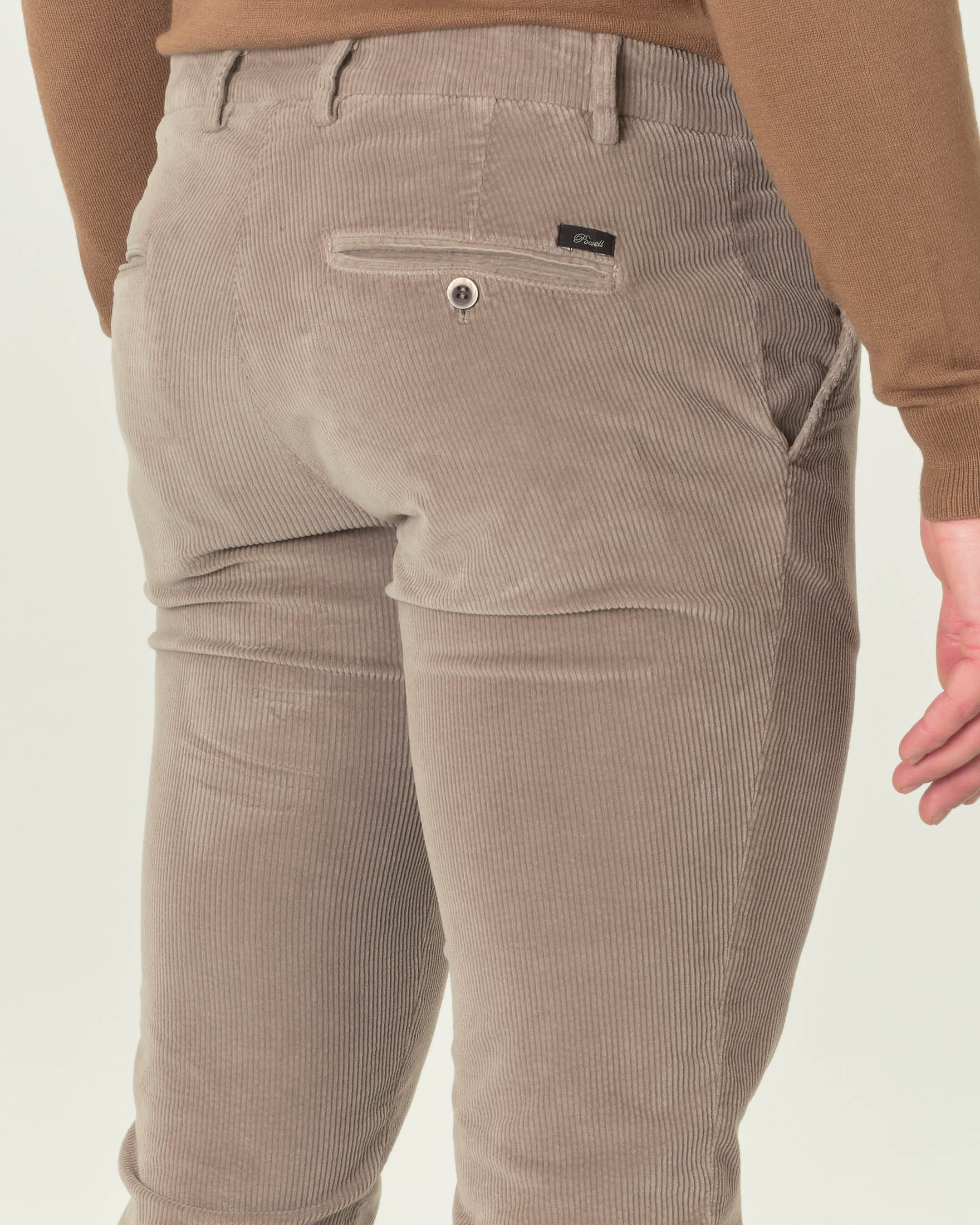 Pantalone chino Levanto color fango in velluto 500 righe di cotone stretch