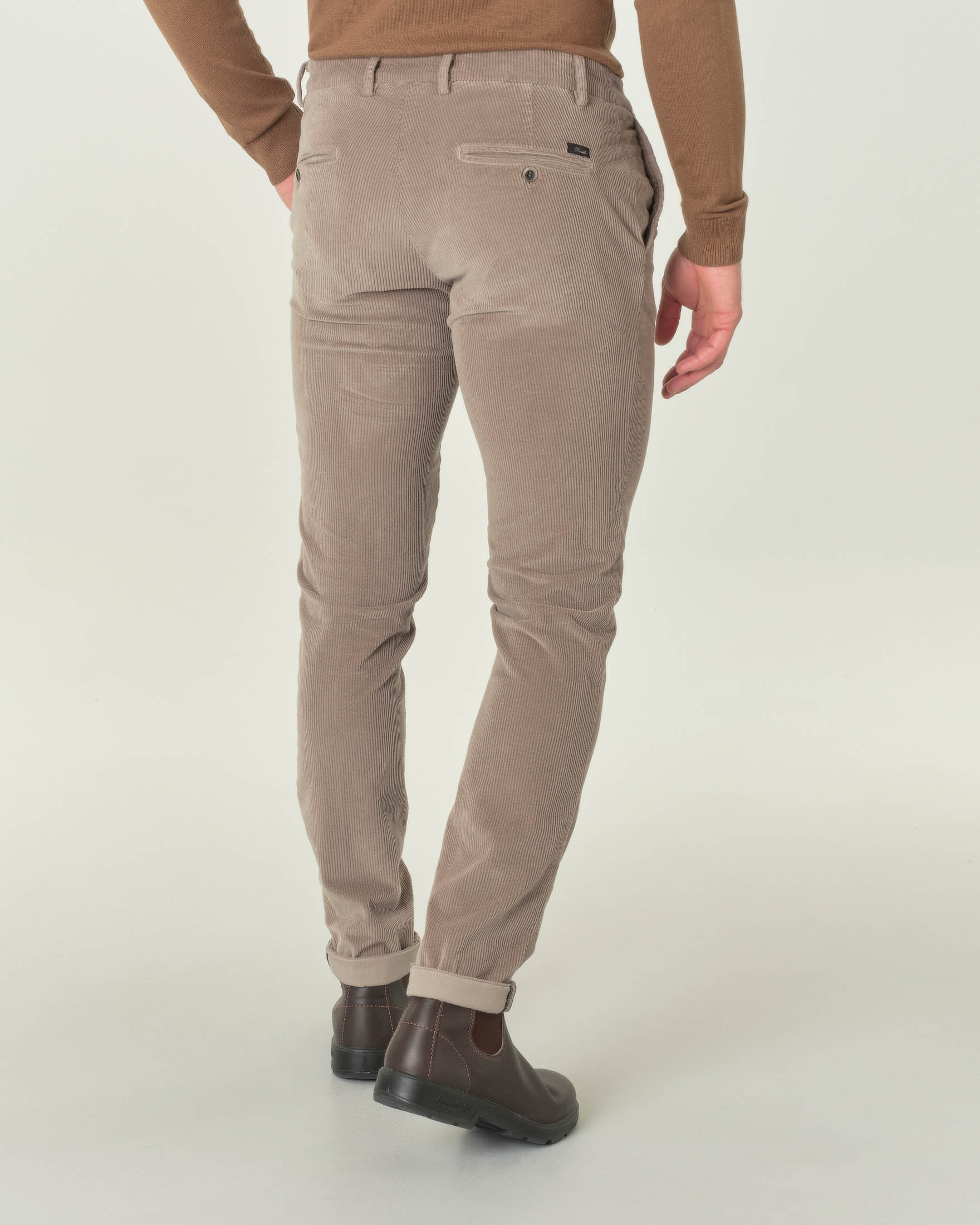 Pantalone chino Levanto color fango in velluto 500 righe di cotone stretch