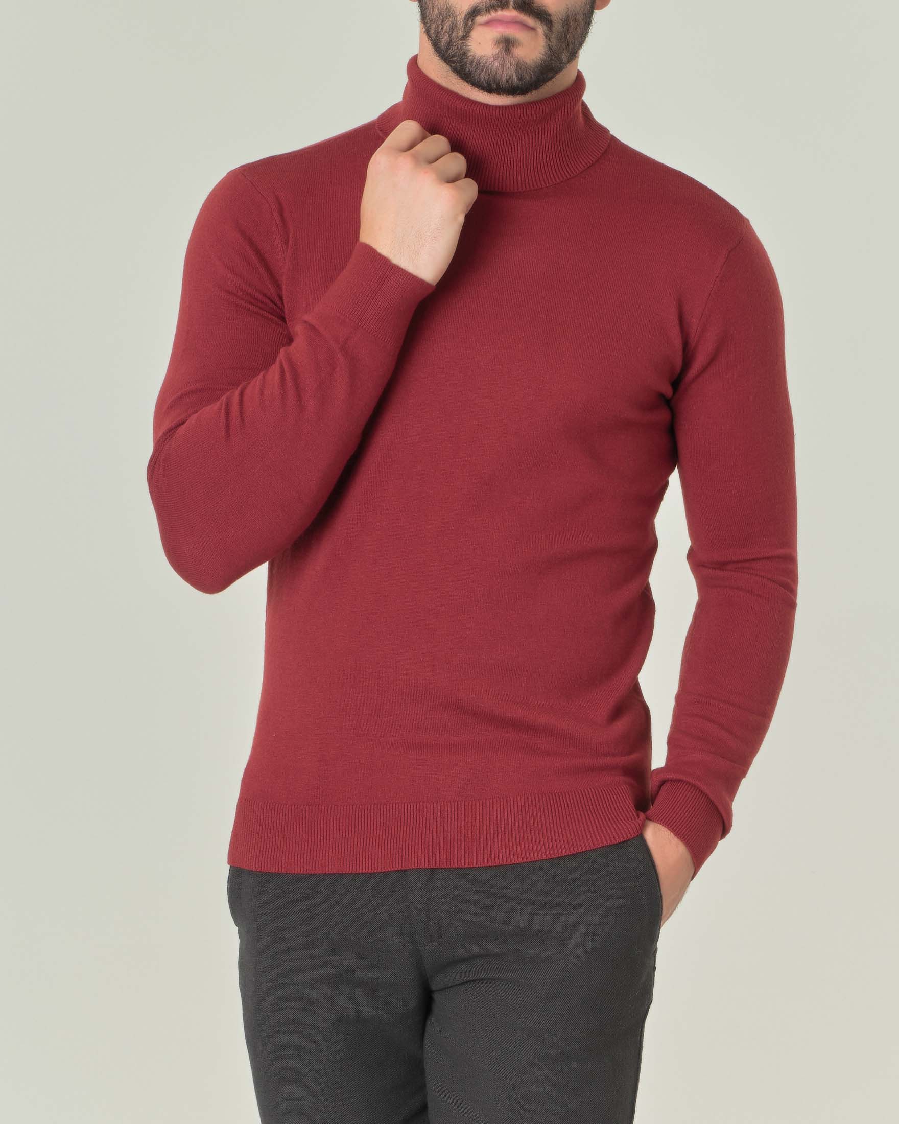 Dolcevita color melograno tinta unita in misto lana