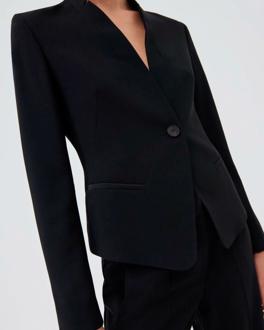 Blazer in crêpe di lana e seta nero main image 1