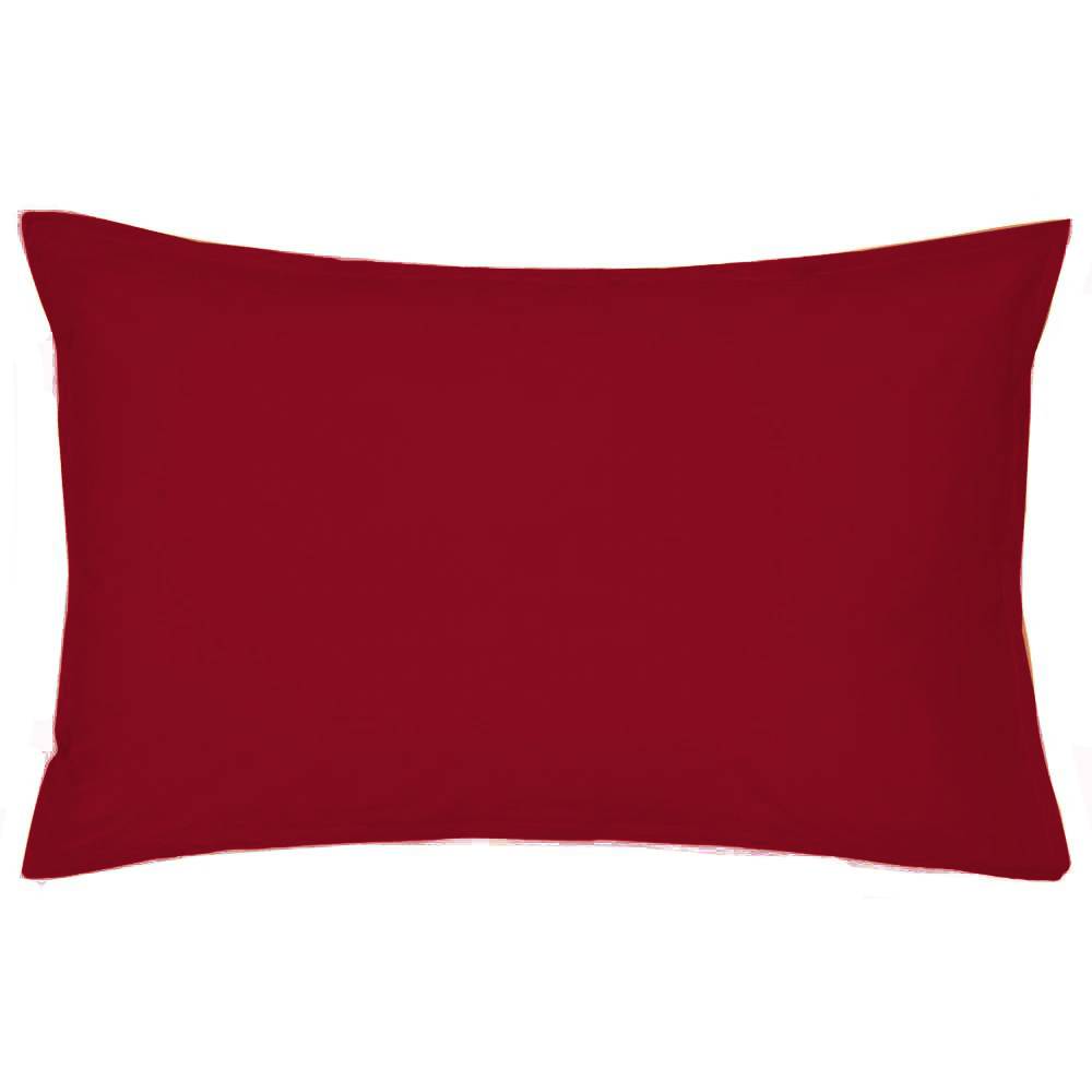 Federa Per Cuscino Una Piazza E Mezza 110x55 Cm, 100% Cotone Italiano, Tinta Unita, Colore Rosso, Chiusura A Clip