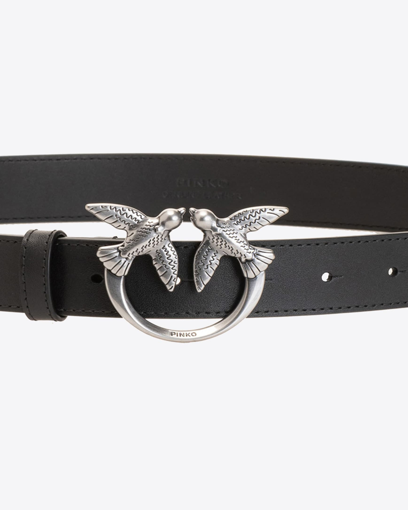 YVES SAINT LAURENT Rive Gauche Cintura In Pelle Nera Con Fibbia E Passanti In