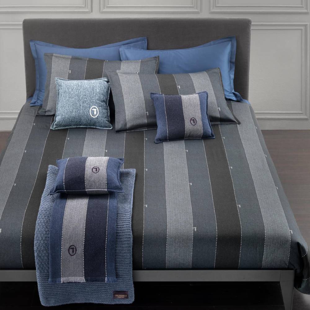 Trussardi double duvet cover in blue NEW TWEED satin