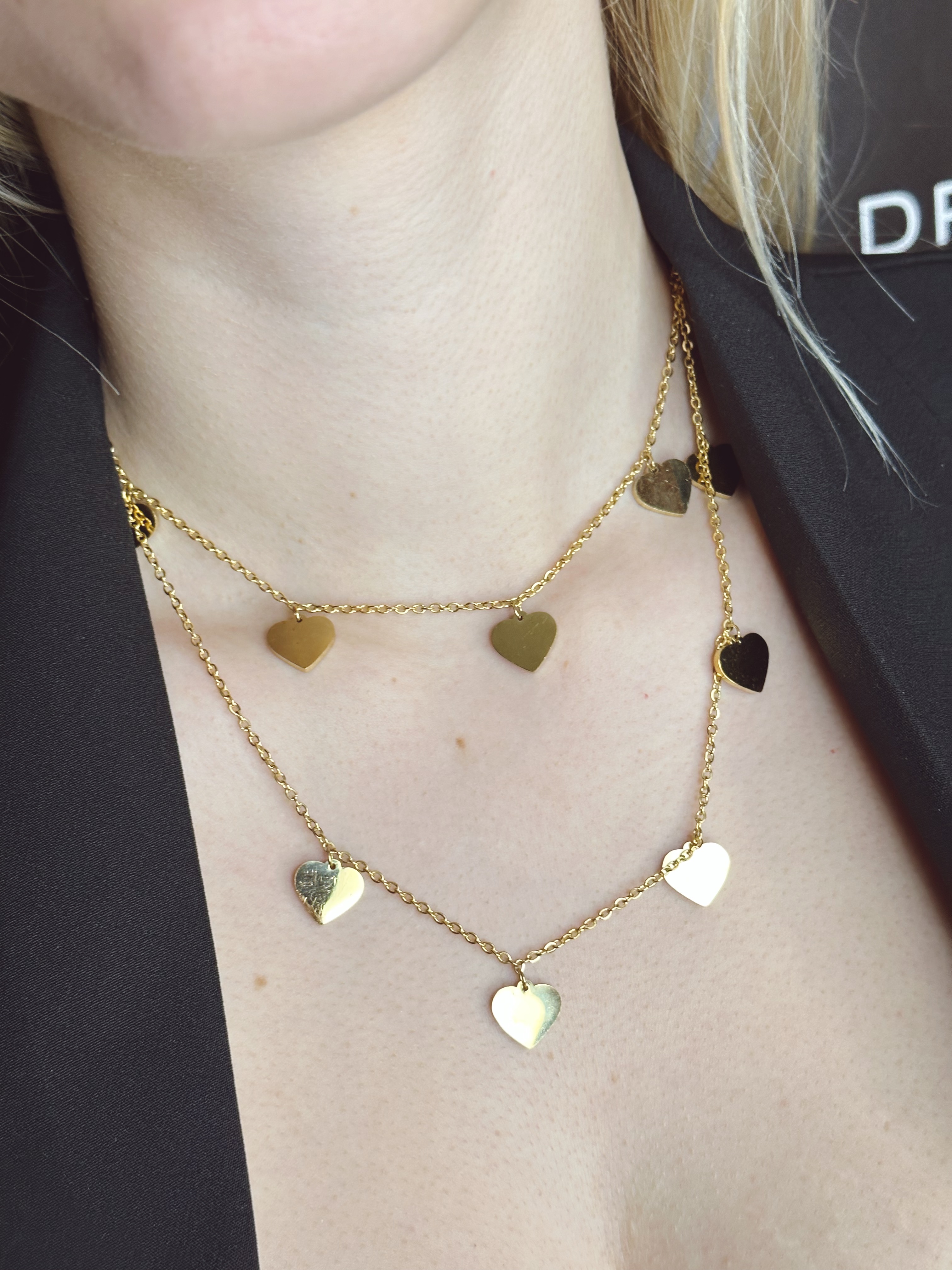 Collana lunga 93 cm in acciaio inossidabile placcato oro