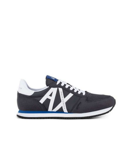 Sneakers blu in similpelle e mesh con logo AX bianco