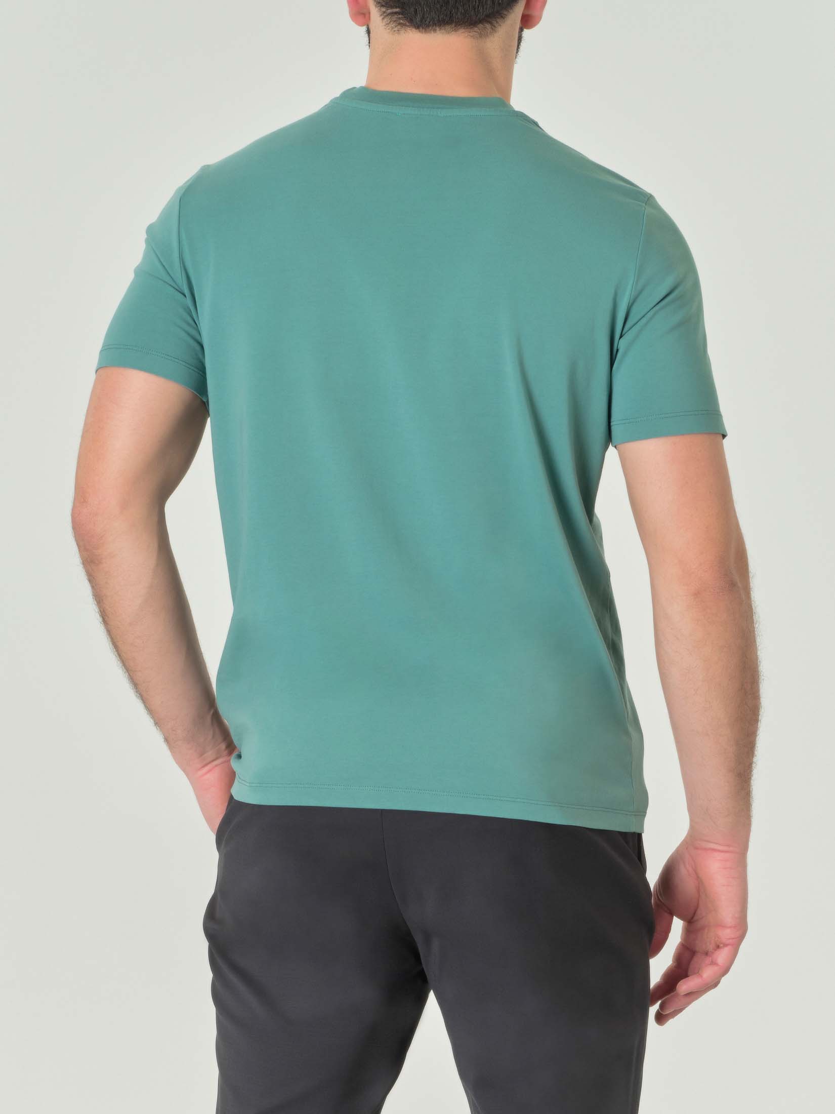 T shirt verde acqua in jersey di puro cotone a tinta unita