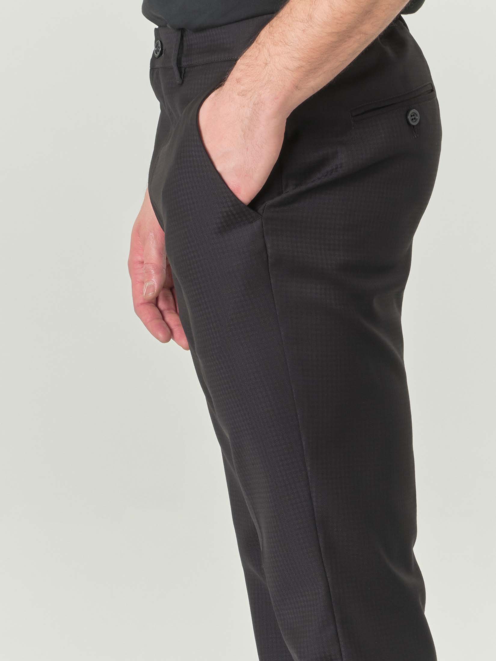 Pantaloni In Pura Lana Occhio Di Pernice, BLU NAVY - Foto 2