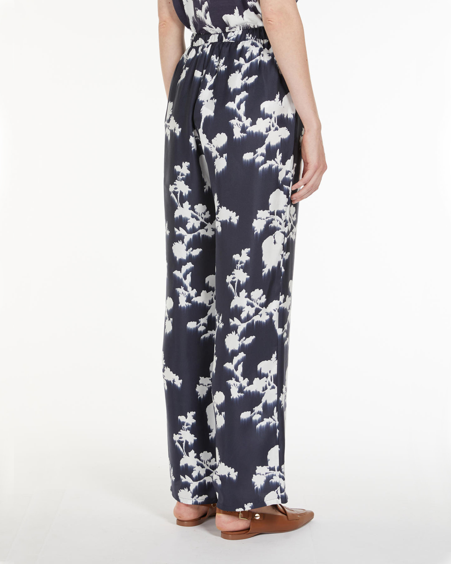 Pantaloni a fantasia in pura seta